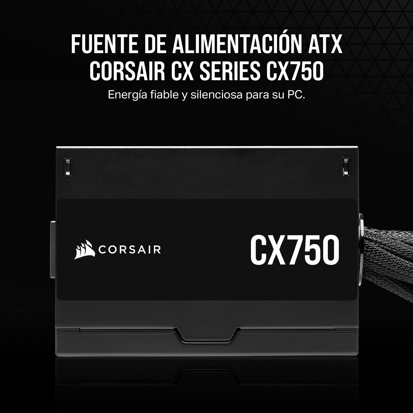 CORSAIR CX750 ATX 750W Fuente de Alimentación - Eficiencia 80 Plus Bronze - Bajo Ruido - Cables con Funda - No Modular - NA - Negro
