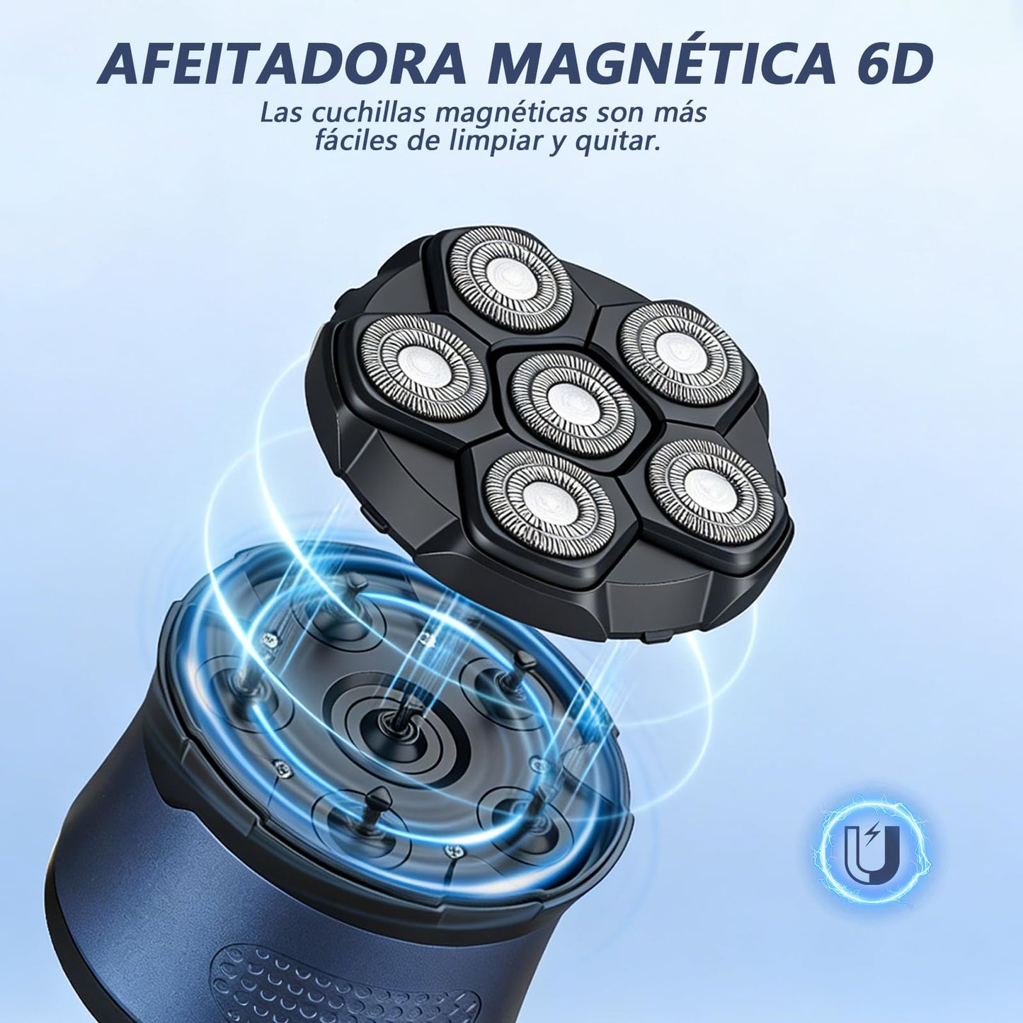 SWKXZU Afeitadora para Hombres Calvos 6D con Cabezal Magnético y Cuchilla Ultradelgada,IPX7 Impermeable,Uso en Seco y en Húmedo,Pantalla LED,para Viajes y Negocios,Ideal Como Regalo para Hombres