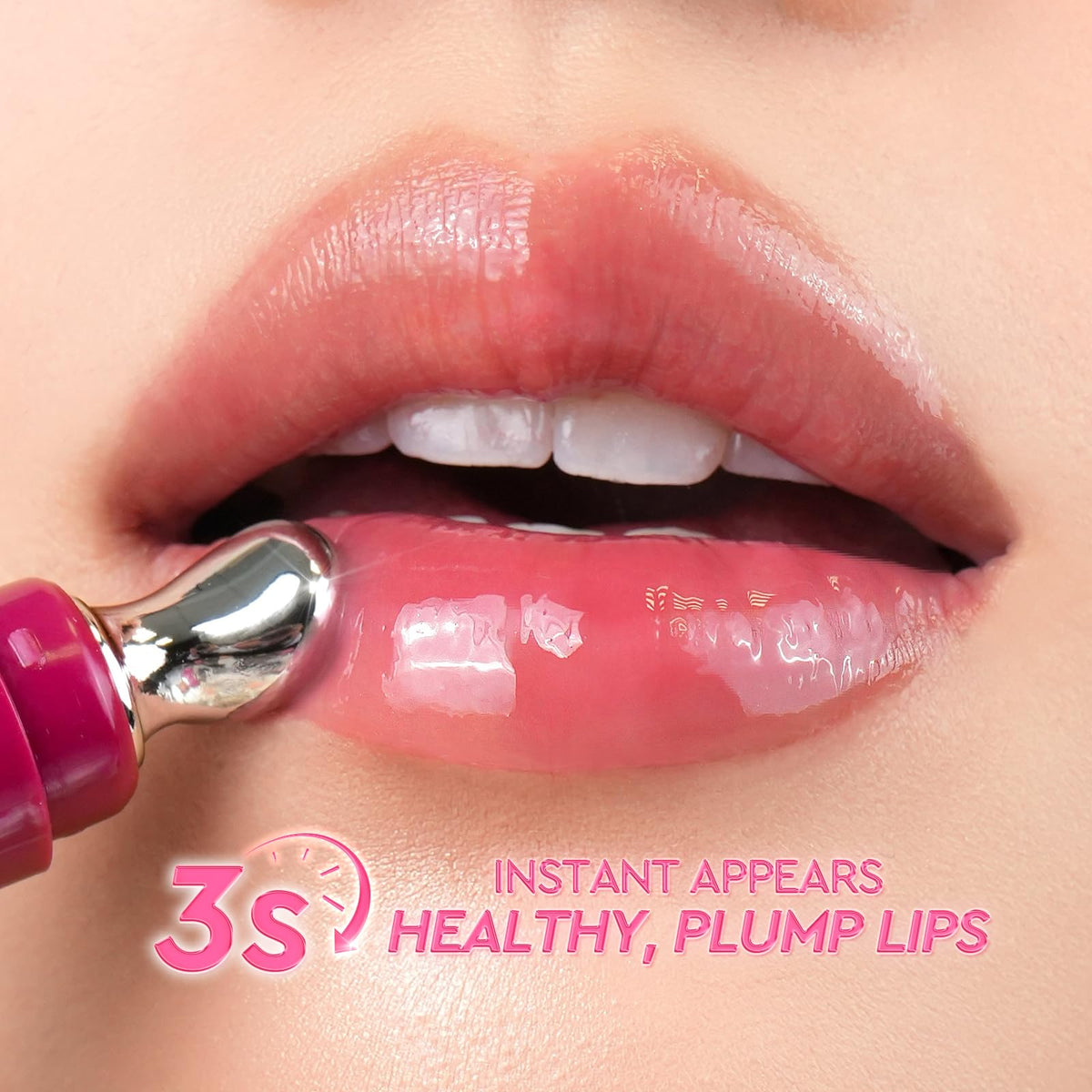 Glad2Glow sérum labial 3 en 1 con efecto iluminador, bálsamo labial con color con VC-IP y Vitamin E, brillo ligero no pegajoso con charm a juego (02 Peach)