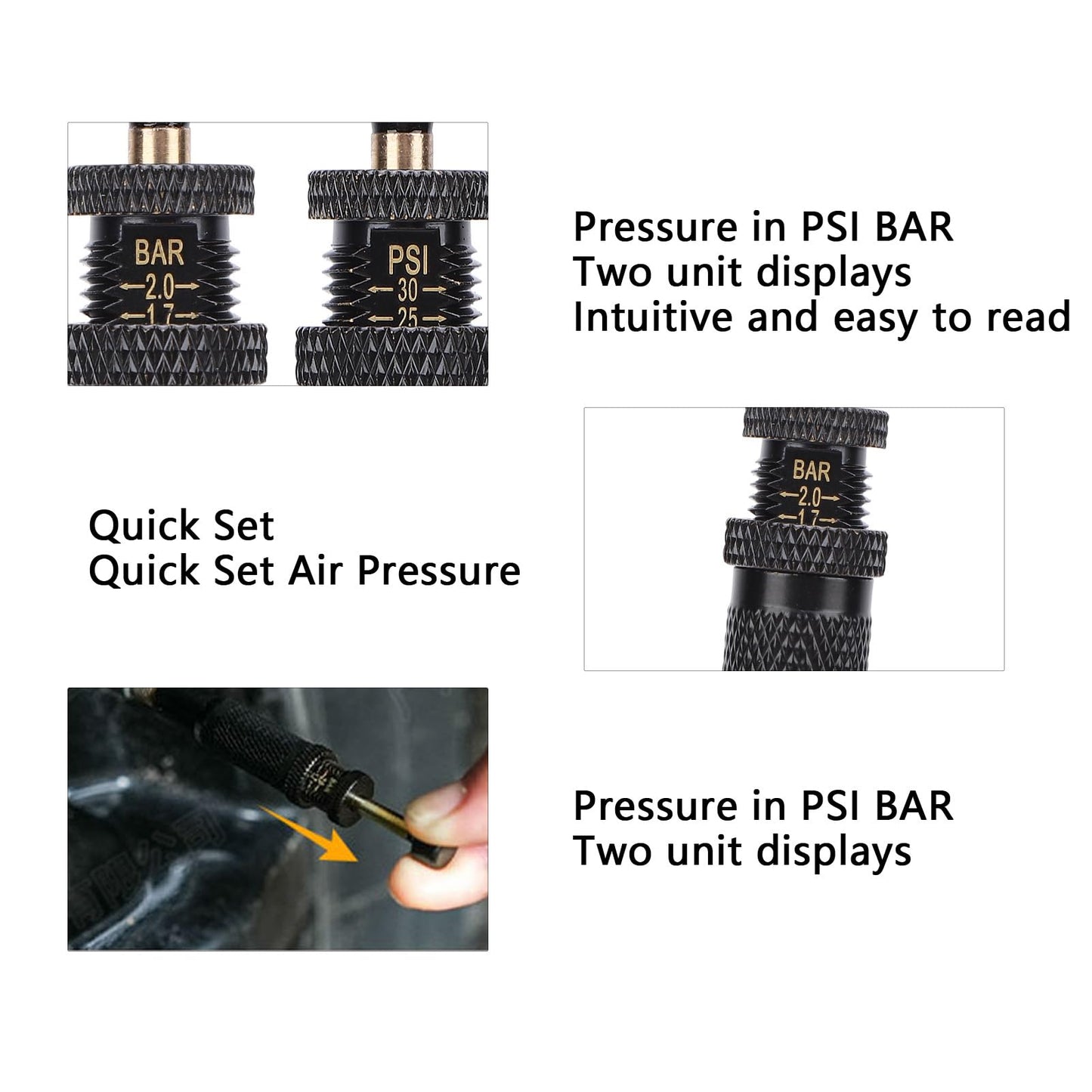 Kit de Válvula Desinfladora aqxreight Ajustable Rango 10-30 PSI para Vehículos Todoterreno 4x4