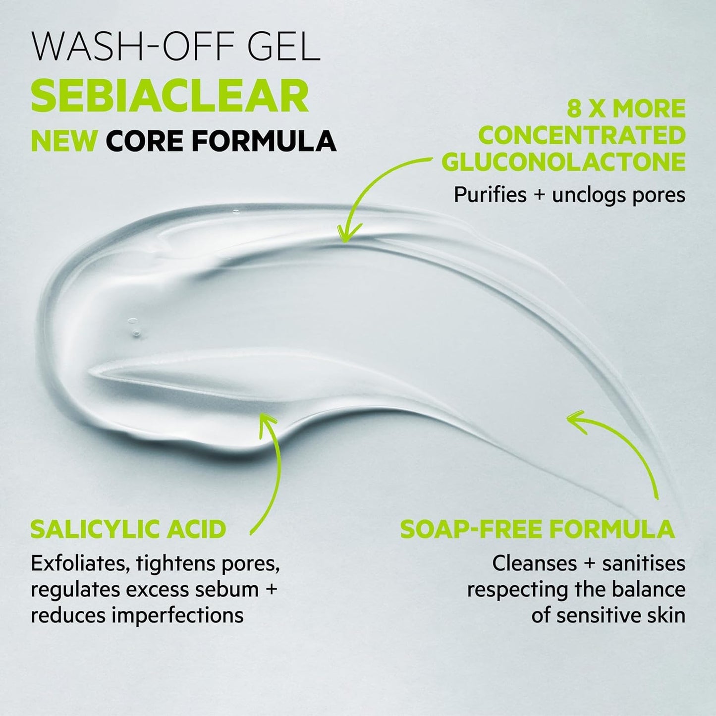 SVR Sebiaclear Gel Moussant Limpiador Facial y Corporal para Piel Mixta, Grasa y con Tendencia al Acné | Con Ácido Salicílico y Gluconolactona | Sin Jabón | 400 ml
