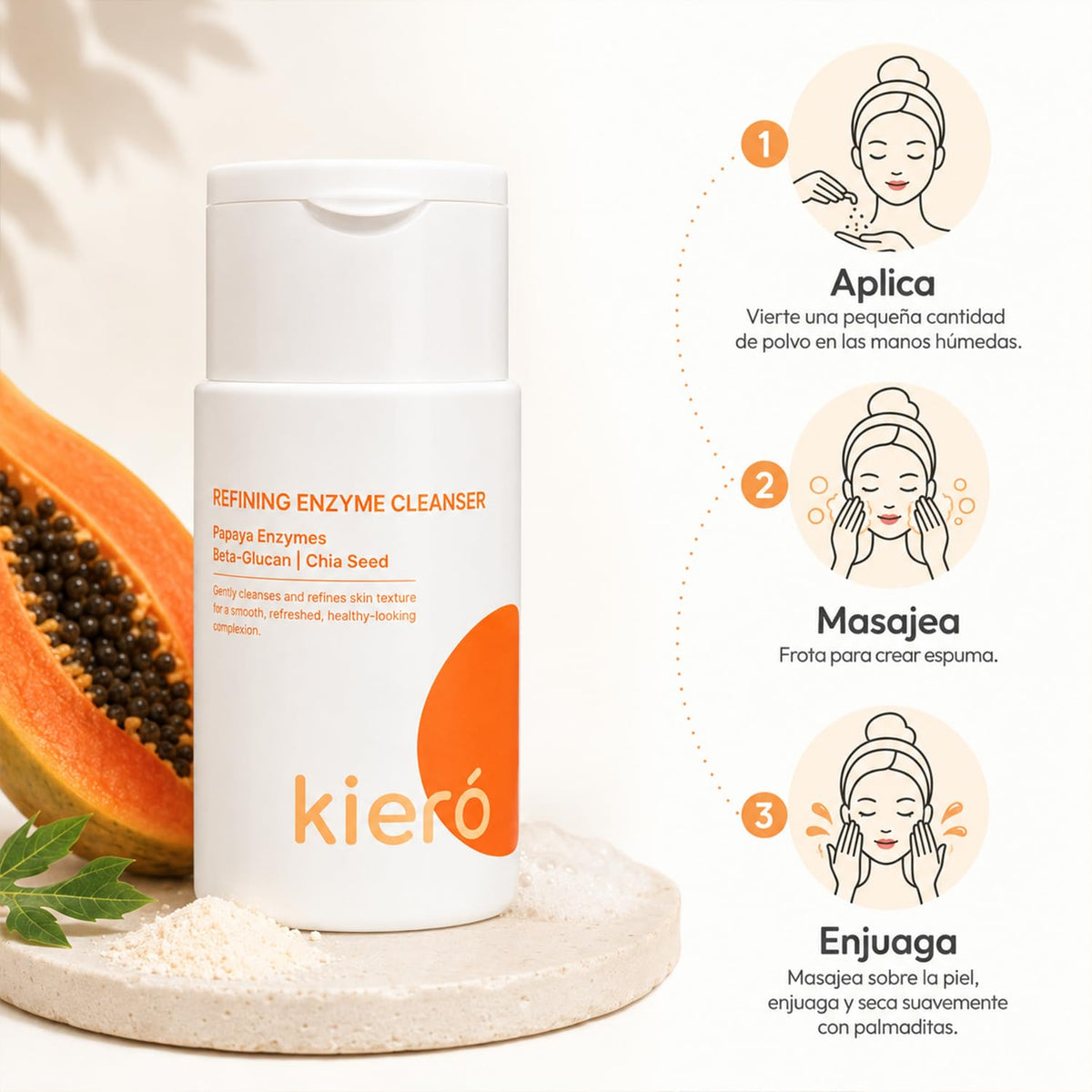 KIERO Limpiador Facial Enzimático en Polvo Refining Enzyme Cleanser 50 g