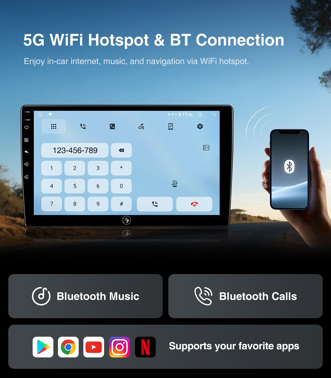 Estéreo de coche con visualización táctil de 10 pulgadas (4G+64G) para Dodge Ram 1500 2500 3500 (2009-2012), kit de repuesto de radio con inalámbrico CarPlay Android Auto 5G WiFi BT GPS Navigation