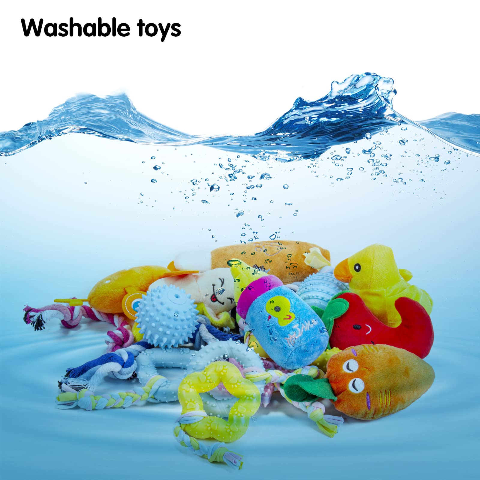 Juguetes chirriantes para perros pequeños y medianos, 18 unidades, cuerda de peluche con juguetes de goma a granel, juguete de peluche seguro para masticar y dentición. (18 piezas de juguete para perros)