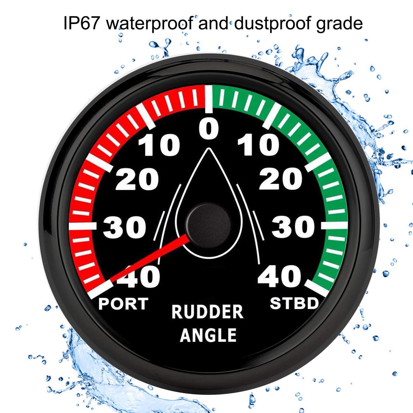 Indicador de ángulo de Timón, 85 Mm Medidor de ángulo de Timón de Barco IP67 Impermeable Retroiluminación Multicolor 9-32V Dirección Ajustable(Marco negro sobre negro)