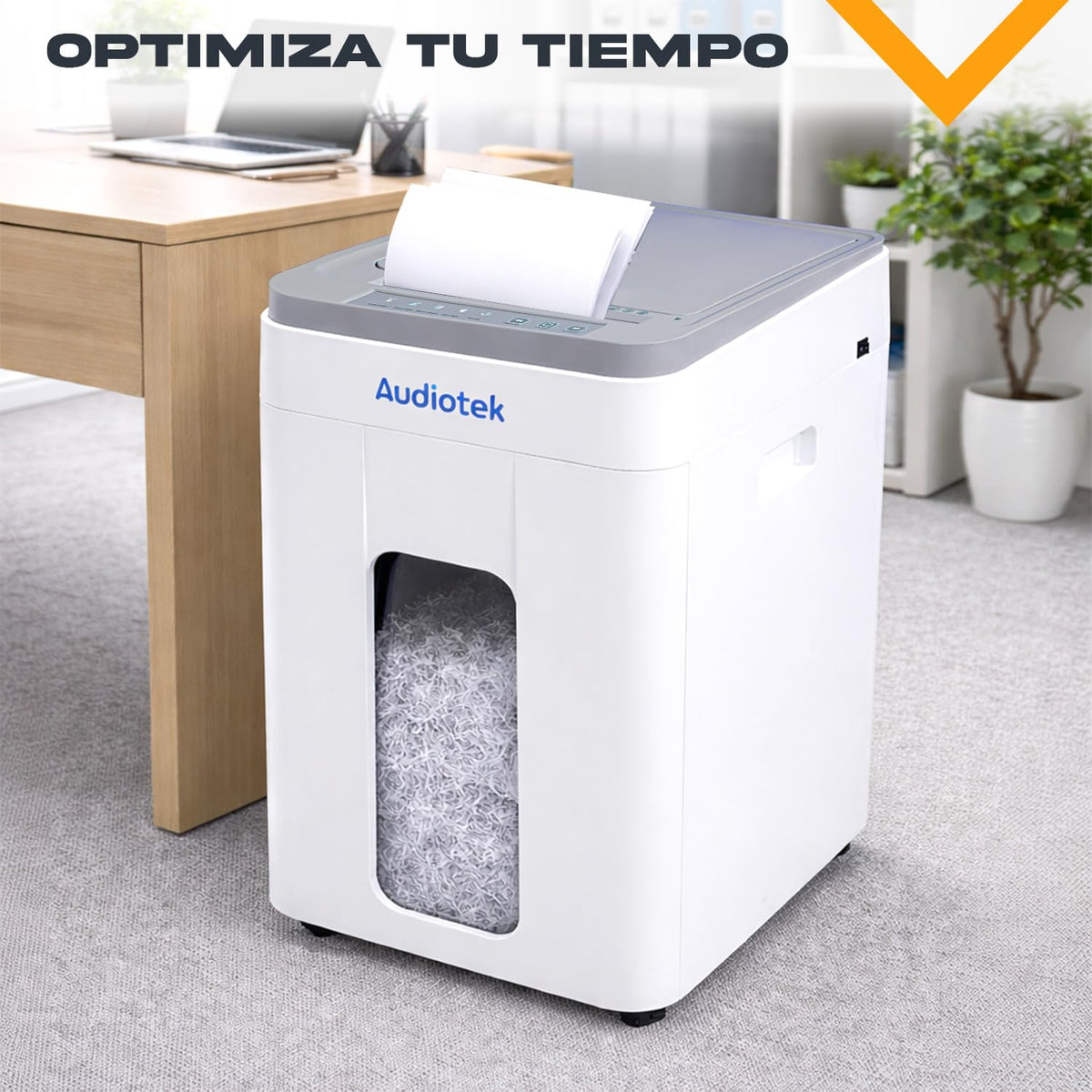 Trituradora de Papel AUDIOTEK Alta Seguridad Profesional Negra para Oficina y Negocio