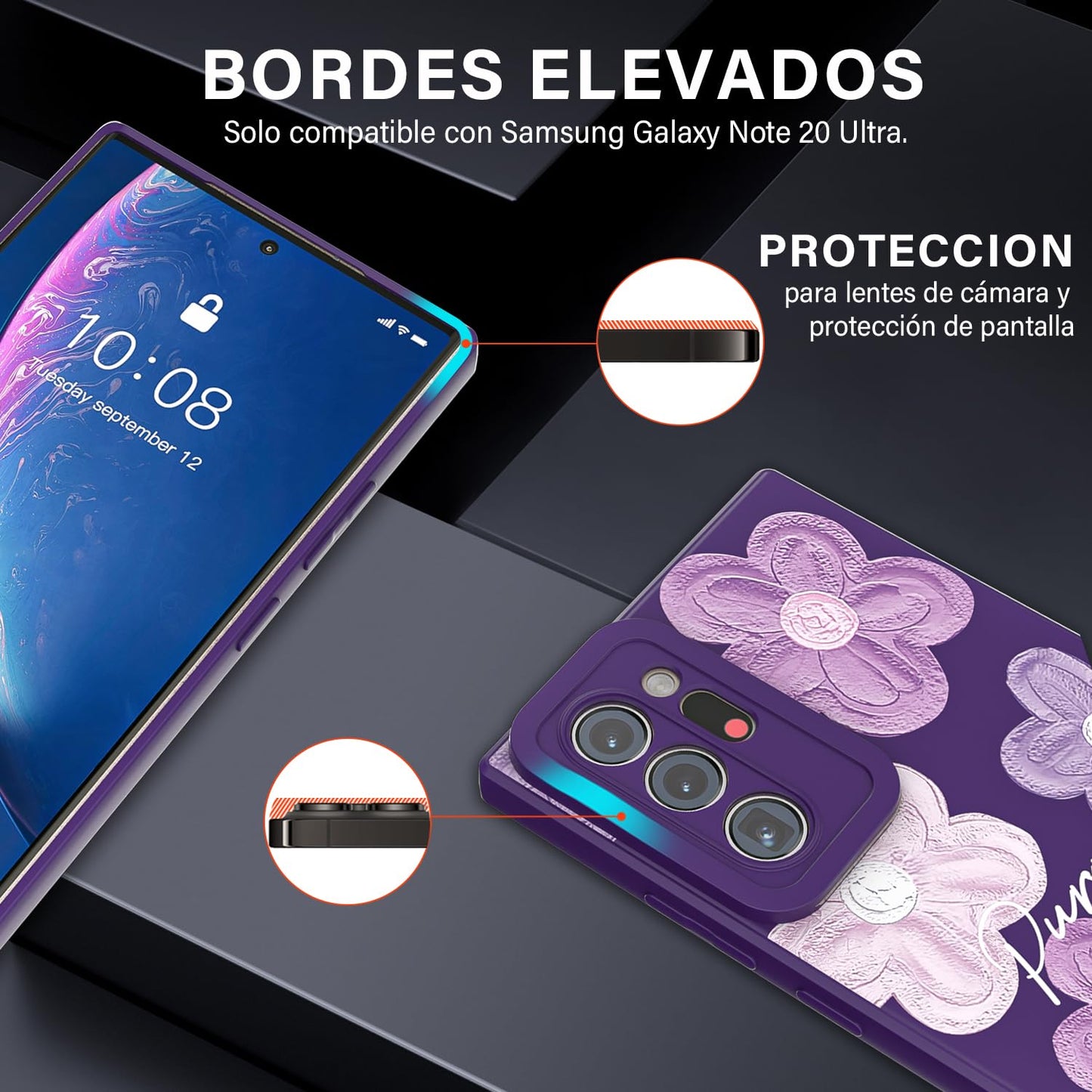 Threehao Funda para Samsung Galaxy Note 20 Ultra, Ultra Delgado Flexible Suave TPU Silicona Carcasa con Moda Aesthetic Dibujos Flores, Antigolpes Anti-arañazos Protectora