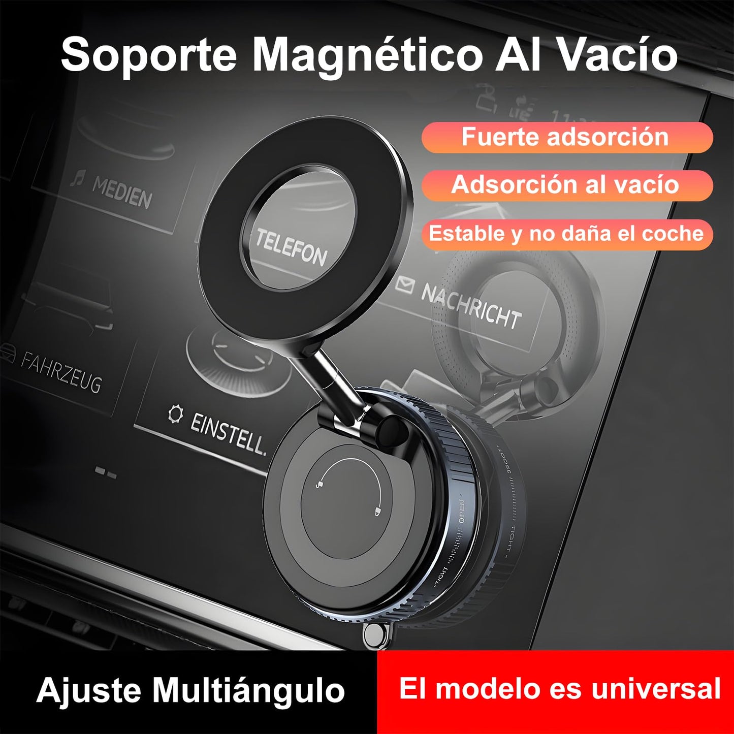 FEISEDY Soporte Magnético para Celuar Teléfono [Rotación 360°] Universal para Coche, Compatible con iPhone 16 Pro MAX, 15, 14, 13 y Otros Dispositivos con Anillo Magnético