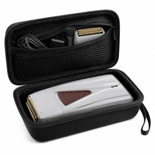 Funda compatible con la afeitadora Andis Profoil Lithium Plus Titanium 17200/17150 Pro Foil, almacenamiento de viaje para montaje de papel de aluminio de repuesto y cortadores interiores (solo caja)