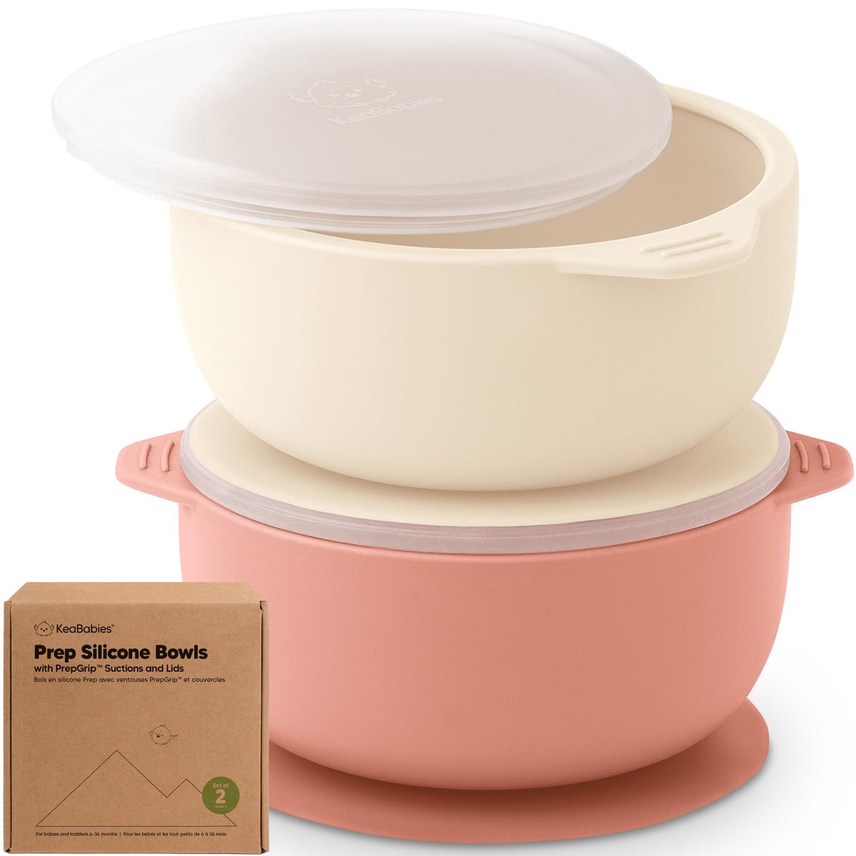 KeaBabies Pack de 2 ventosas de silicona Prep (Roseate)
