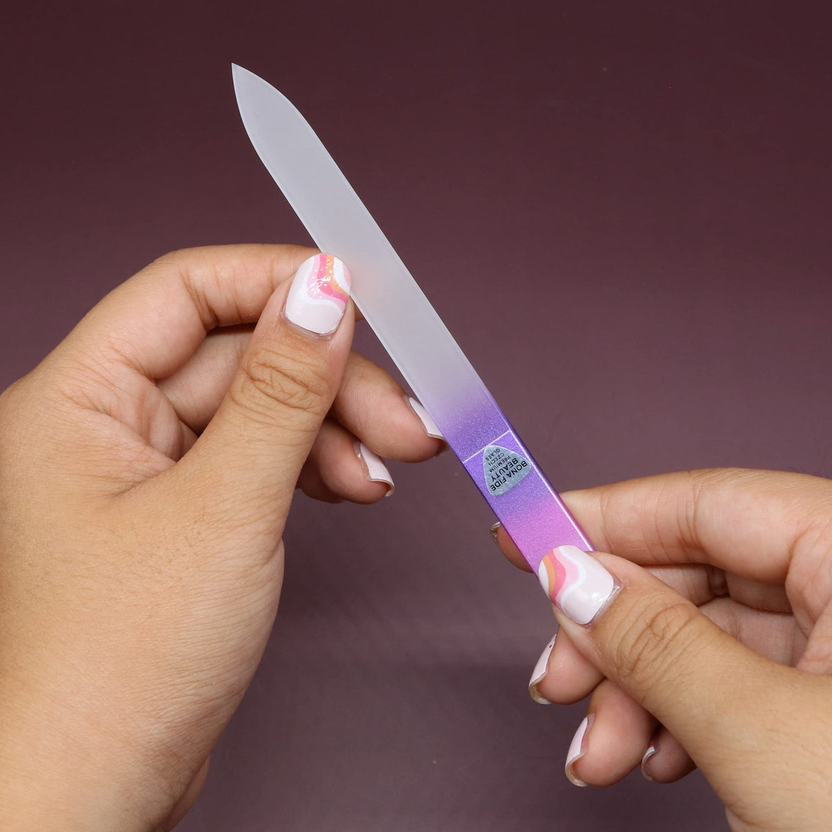 Glass Nail File Manicure Set, Nail Filer for Professional Manicure Nail Care - Bona Fide Beauty (10-Piece Set) Genuine Czech Glass