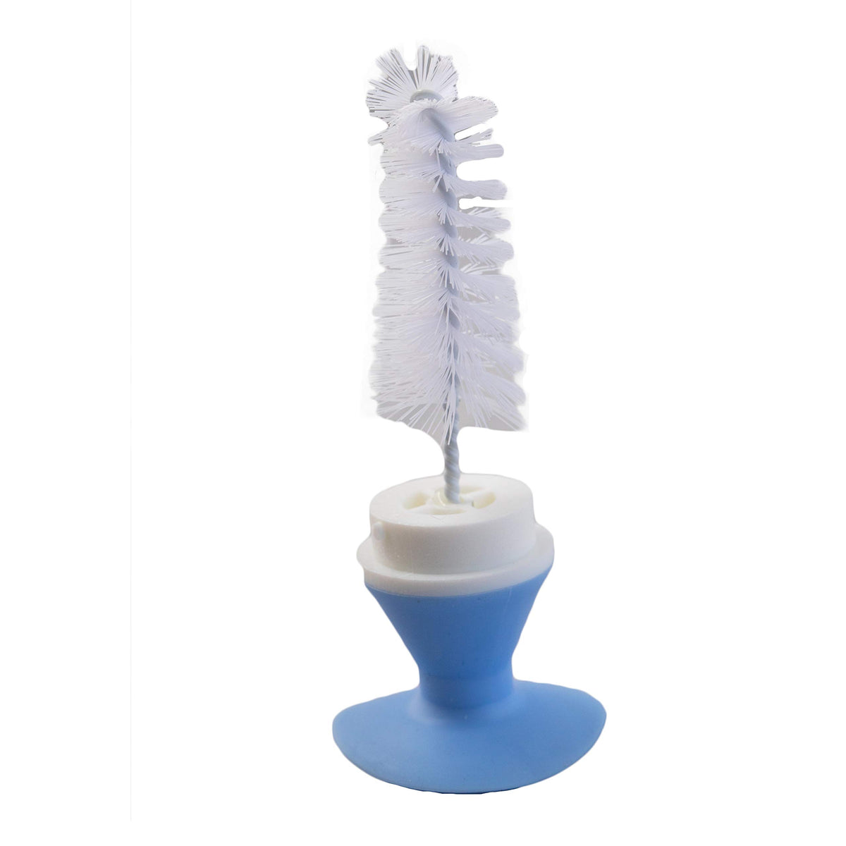 PAPU BABY Cepillo para Biberón/Botella de Silicón 100% grado alimenticio. Escobillón para Biberones. (Azul)
