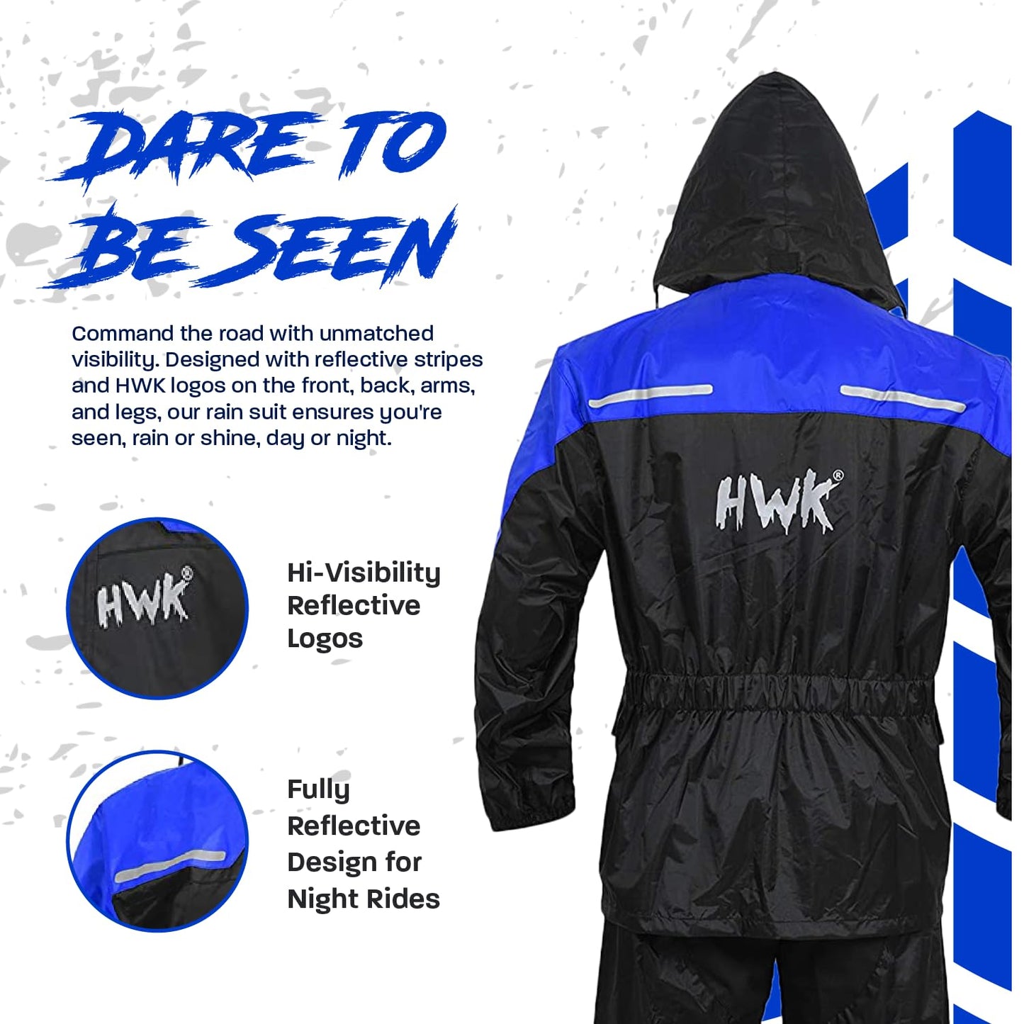 HWK - Traje de lluvia de motocicleta para hombres y mujeres, ropa, chamarras y pantalones reflectantes, traje de lluvia impermeable