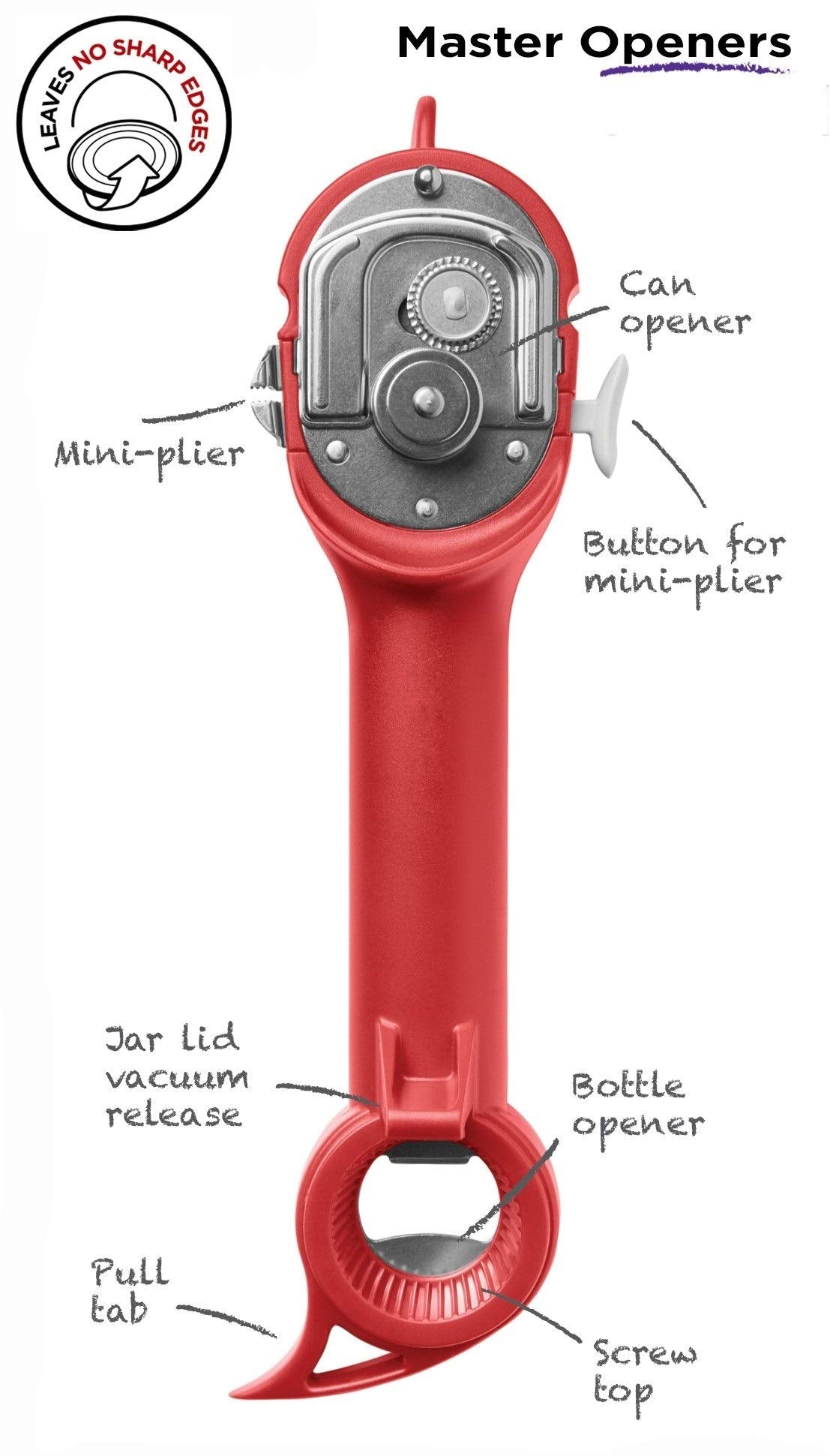 Kuhn Rikon - Abrebotellas automático de seguridad, Rojo, Uno, 1