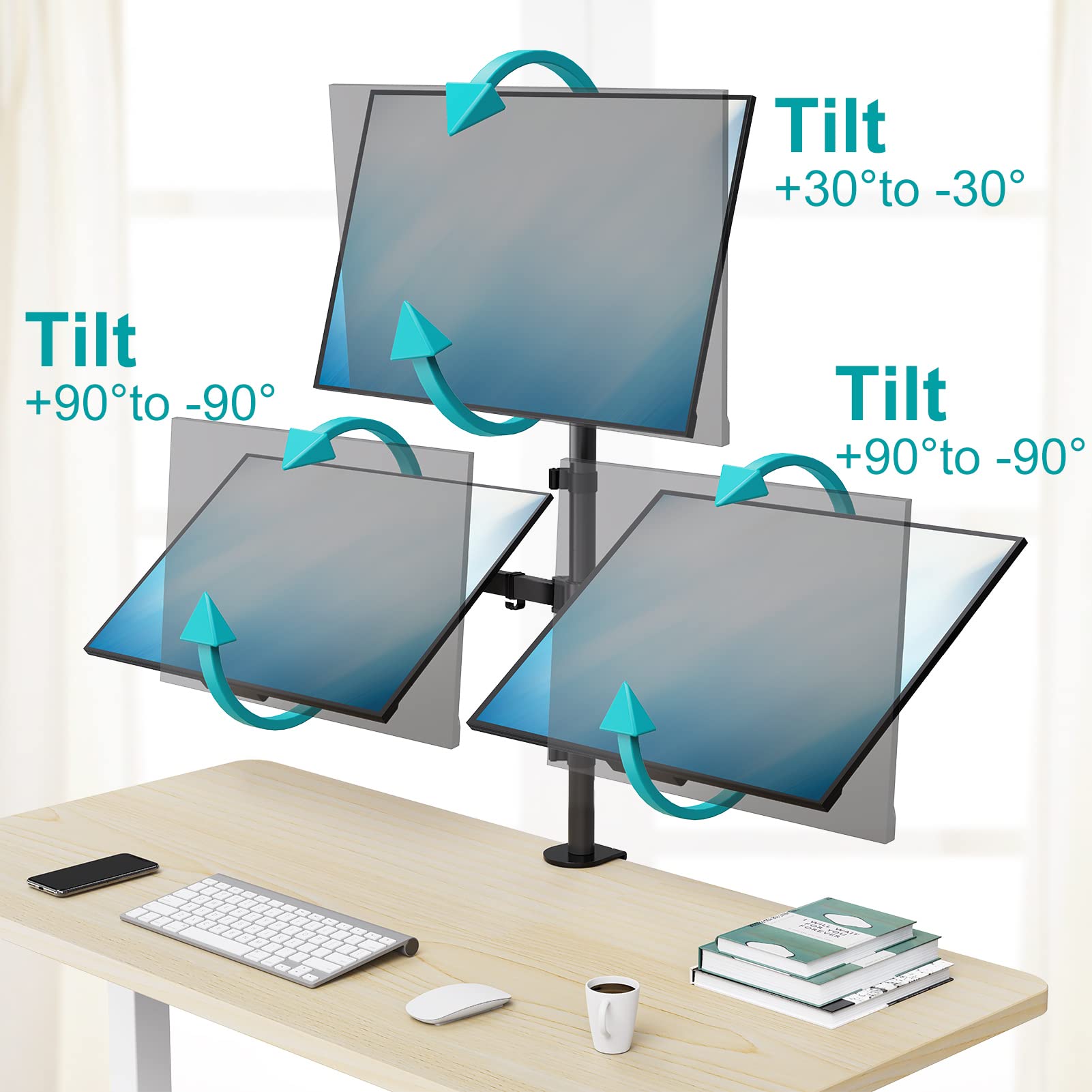 Soporte para Monitor Triple MOUNT PRO Negro Ajustable con Montaje VESA de Mesa