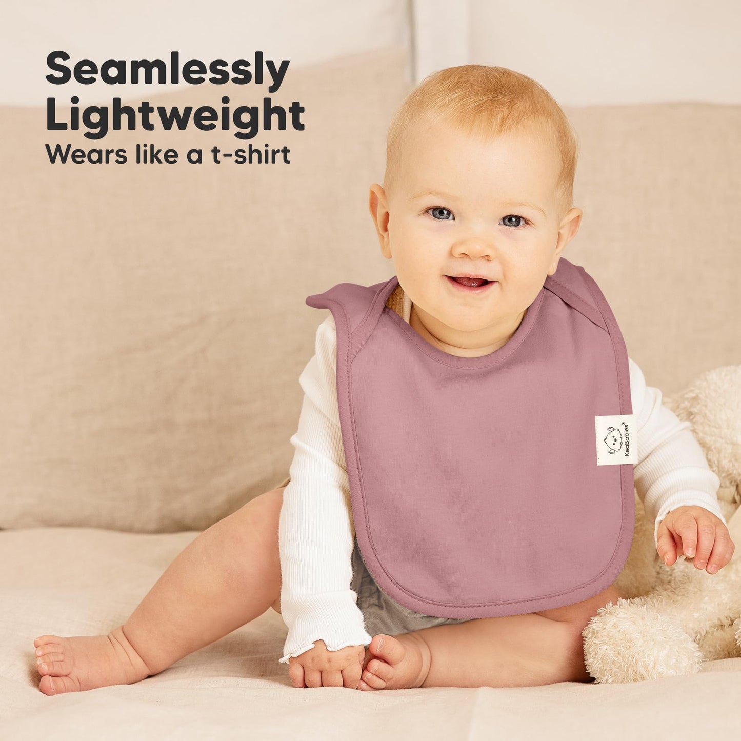 KeaBabies - Paquete de 8 baberos para bebés para niños y niñas, baberos sin botones para la dentición, bebé niña y niño pequeño, recién nacido, suave y absorbente, colores bonitos, cobertura grande
