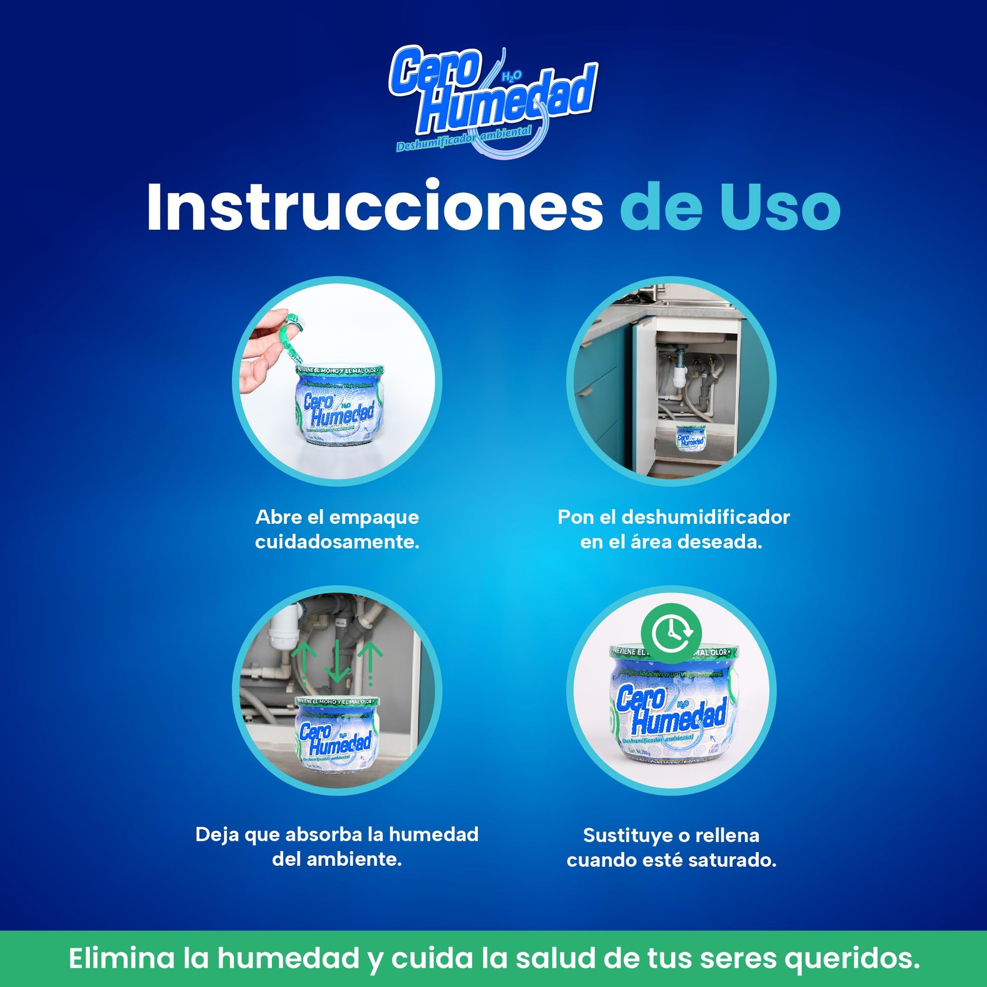 Cero Humedad | 24 Deshumidificadores ambientales de 200 Gr c/u | Elimina los malos olores | Absorbe la humedad | Combate la formación de moho | Crea un ambiente más saludable