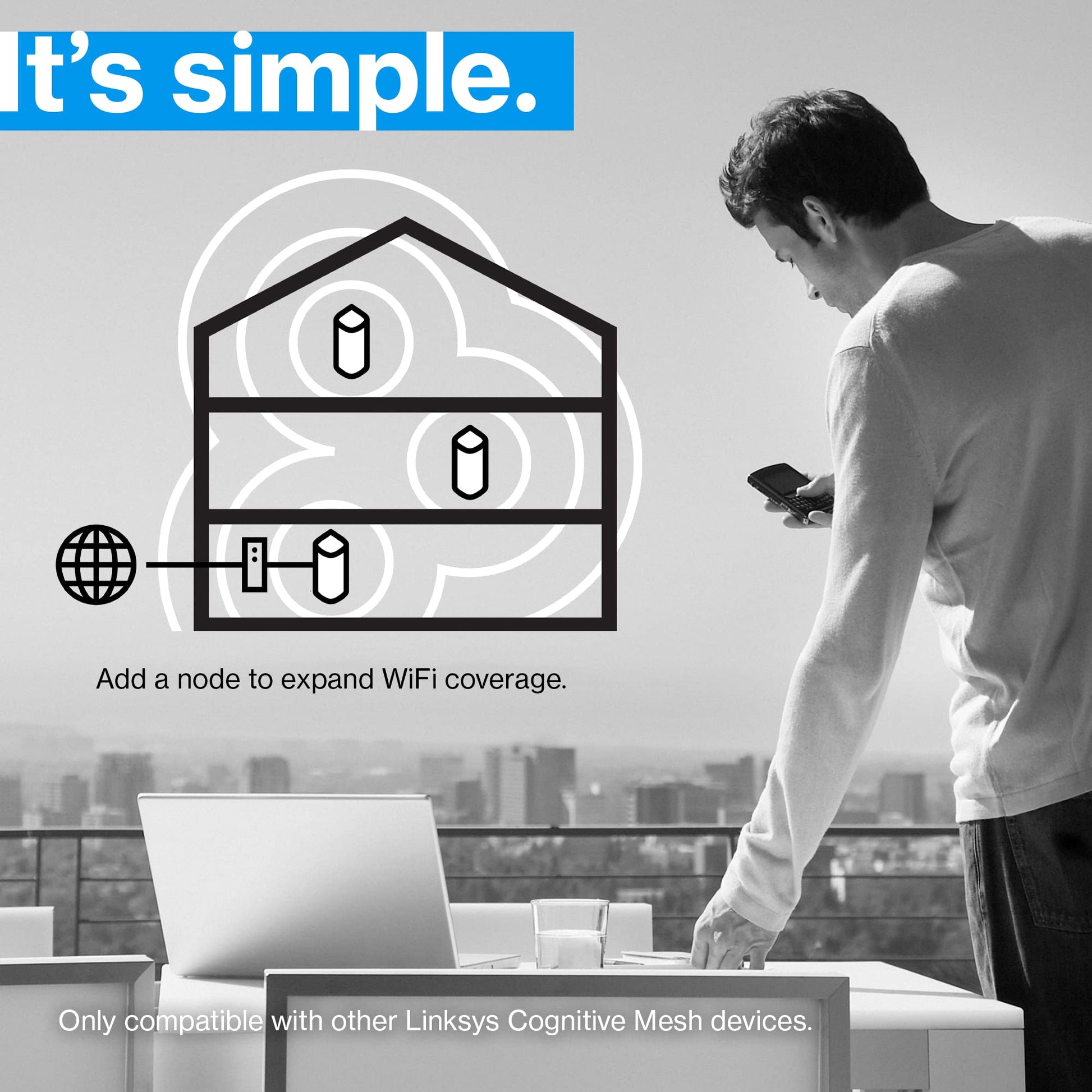 Linksys Velop Pro 6E WiFi Mesh System | Un enrutador de Malla cognitiva de Triple Banda con Velocidad de 5.4 Gbps (AXE5400) | Cobertura de hasta 3.000 pies Cuadrados | Conecta más de 200 Dispositivos