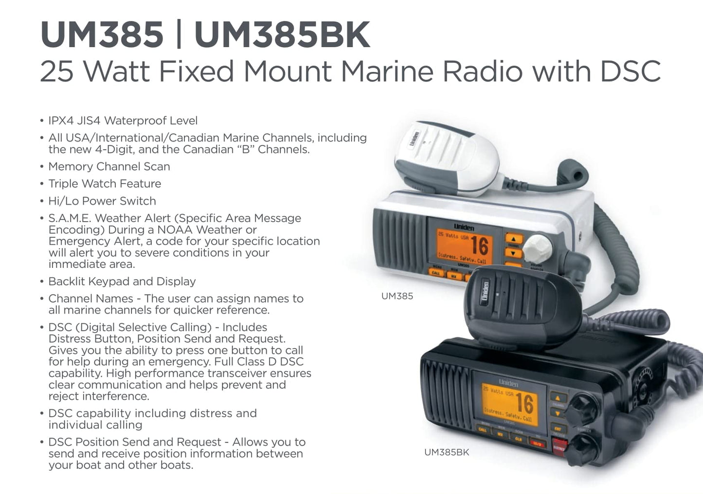 Radio Marino VHF Uniden Um385
