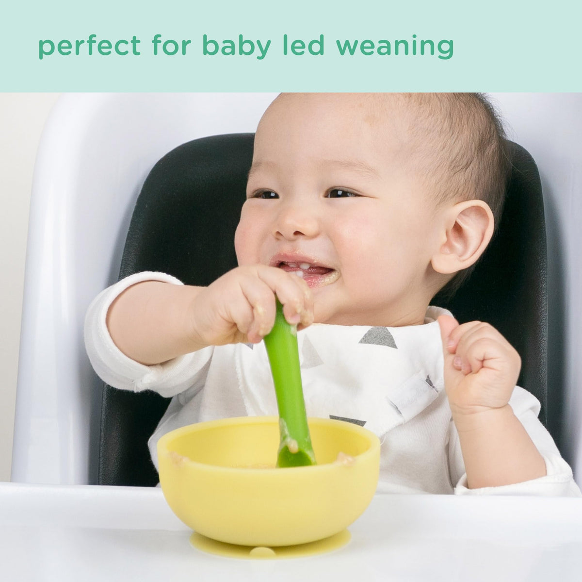 Olababy - tazón de succión 100% silicona con tapa para alimentación no empotrado, esencial para la primera etapa de autoalimentación para niños pequeños y niños, alimentador de aperitivos con destete
