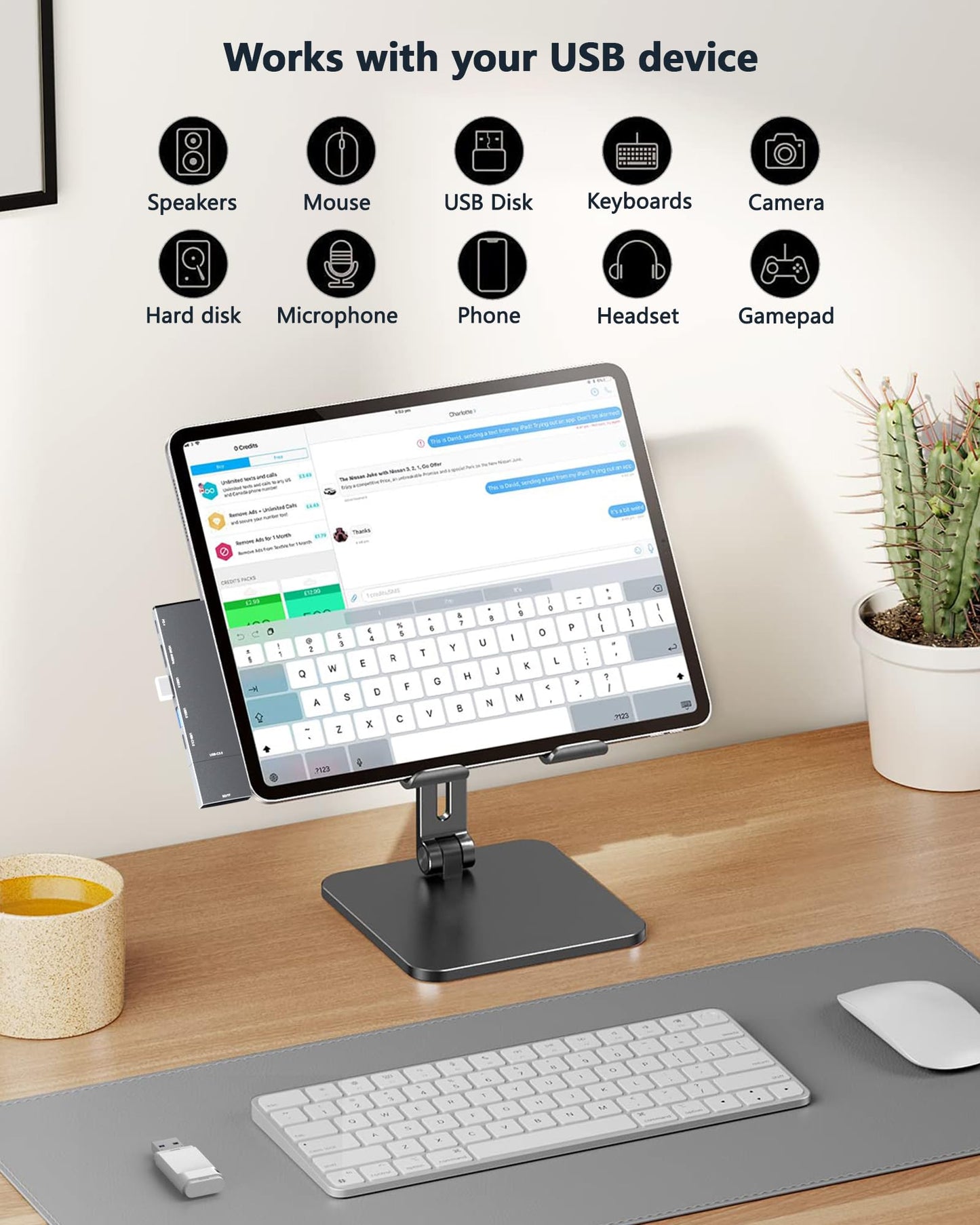 Hub USB C 8 en 2 para MacBook Pro MacBook Air iPad Dell Lenovo HP con 2 HDMI 4K 60Hz Lector de Tarjetas microSD SD y 2 Puertos USB A