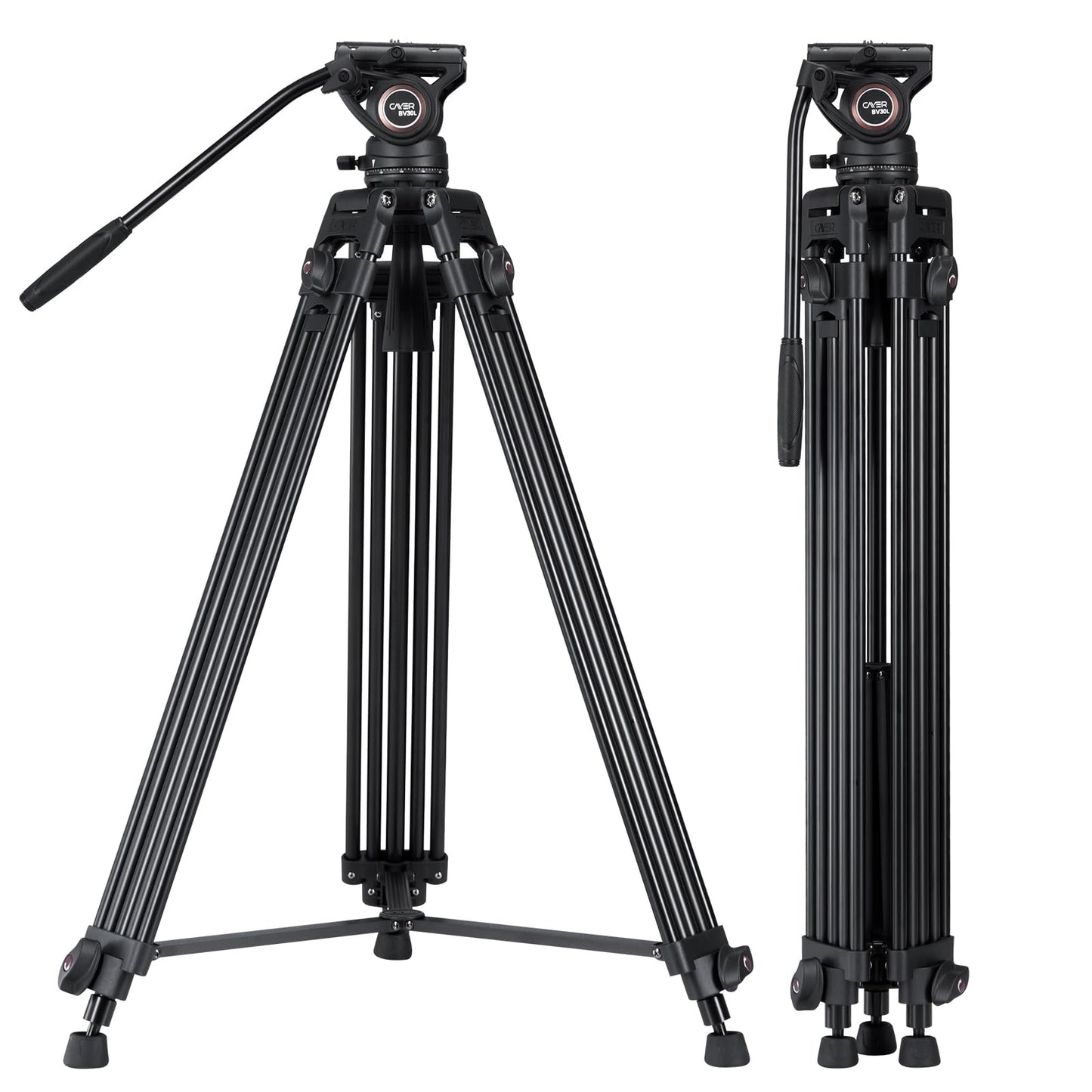 Cayer Trípode de Cámara, Trípode de Video Profesional de 184 cm, Trípode de Aluminio con Cabeza de Fluido para Videocámara DSLR, Carga Máxima de 6 kg - BV30L