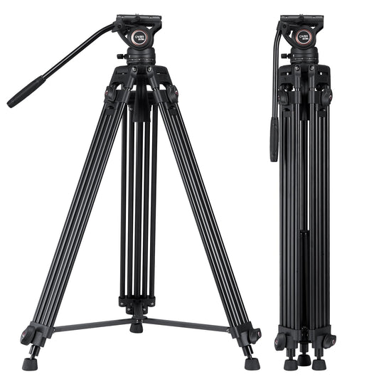 Cayer Trípode de Cámara, Trípode de Video Profesional de 184 cm, Trípode de Aluminio con Cabeza de Fluido para Videocámara DSLR, Carga Máxima de 6 kg - BV30L