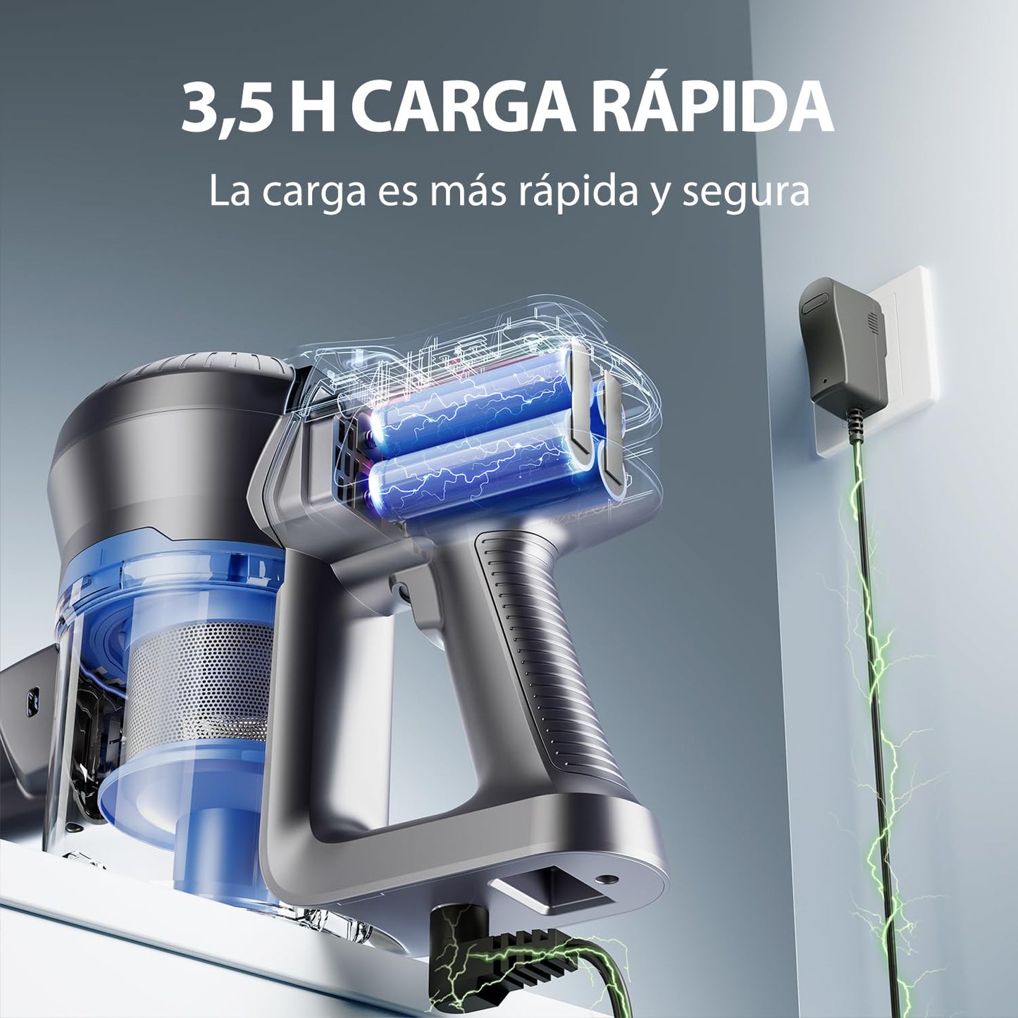 kalado Aspiradora Inalambrica, 23000pa Potente Aspiradora Vertical de Varilla Silencioso, 6 en 1 Aspiradora de Mano Ligero con 35 Mins de Autonomía para Uso Doméstico, Suelos Duros y Pelo de Mascotas