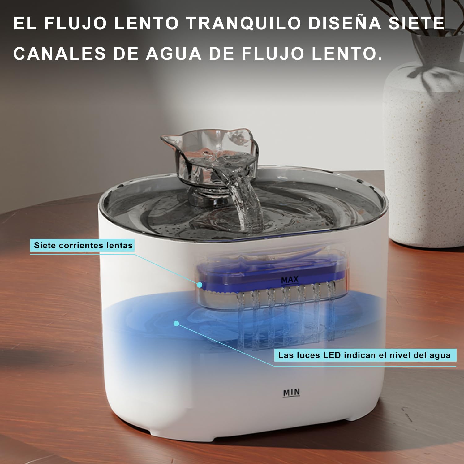 Bebedero con Luz LED MXCOCO Transparente Sin BPA para Mascotas