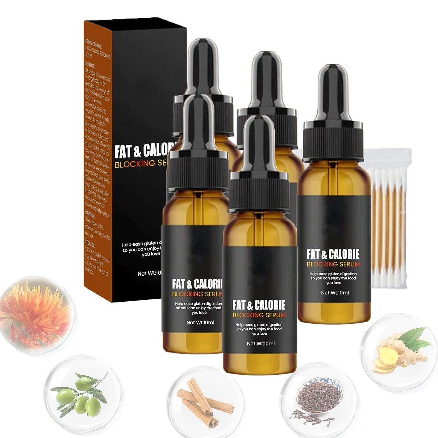 Conjunto de 5 productos para moldear tu cuerpo y tonificar la piel: Esencia reductora de 10 ml, Suero bloqueador de grasa y calorías de 10 ml, Aceite corporal de colágeno reafirmante, Suero reafirmante y tensor de la piel. ¡Descúbrelo!