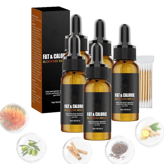 Conjunto de 5 productos para moldear tu cuerpo y tonificar la piel: Esencia reductora de 10 ml, Suero bloqueador de grasa y calorías de 10 ml, Aceite corporal de colágeno reafirmante, Suero reafirmante y tensor de la piel. ¡Descúbrelo!
