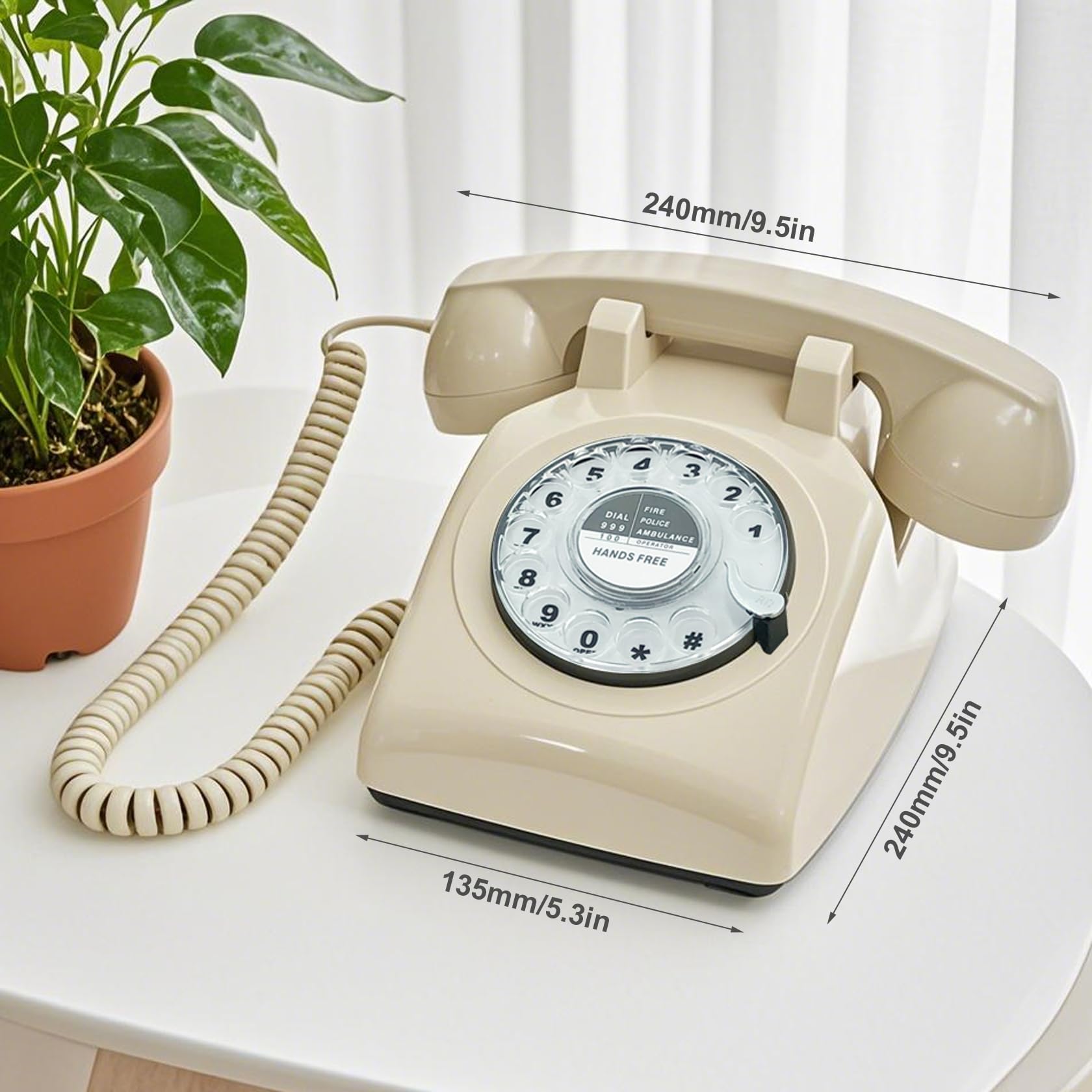 TelPal - Teléfonos fijos para el hogar, teléfono retro de la antigua moda, teléfono casero con cable manos libres con teclado rotativo, oficina, hotel, teléfono antiguo Shcool, 301-Ivory