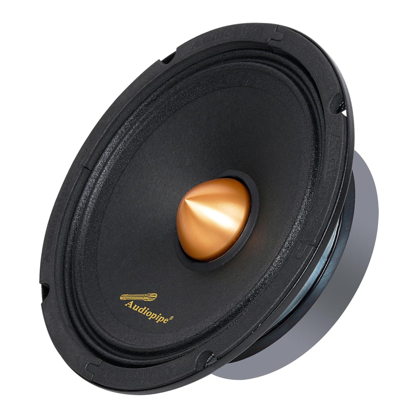 Audiopipe Altavoz de baja frecuencia media de 6 pulgadas, 200 W máximo cada uno, tapa antipolvo de bala dorada