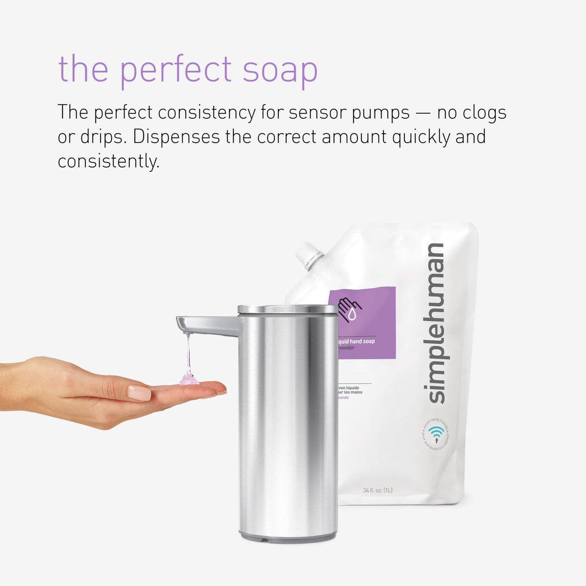 simplehuman Lavender Moisturizing Liquid Hand Soap 34 FL. Oz. Refill Pouch (Pack of 3)