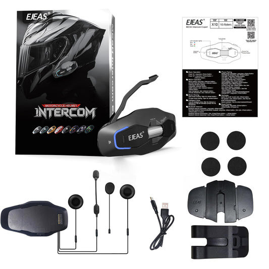 Auriculares Bluetooth GaiRen X10 Negro con Sistemas de Comunicación Malla 4.0 para Motocicleta y ATV