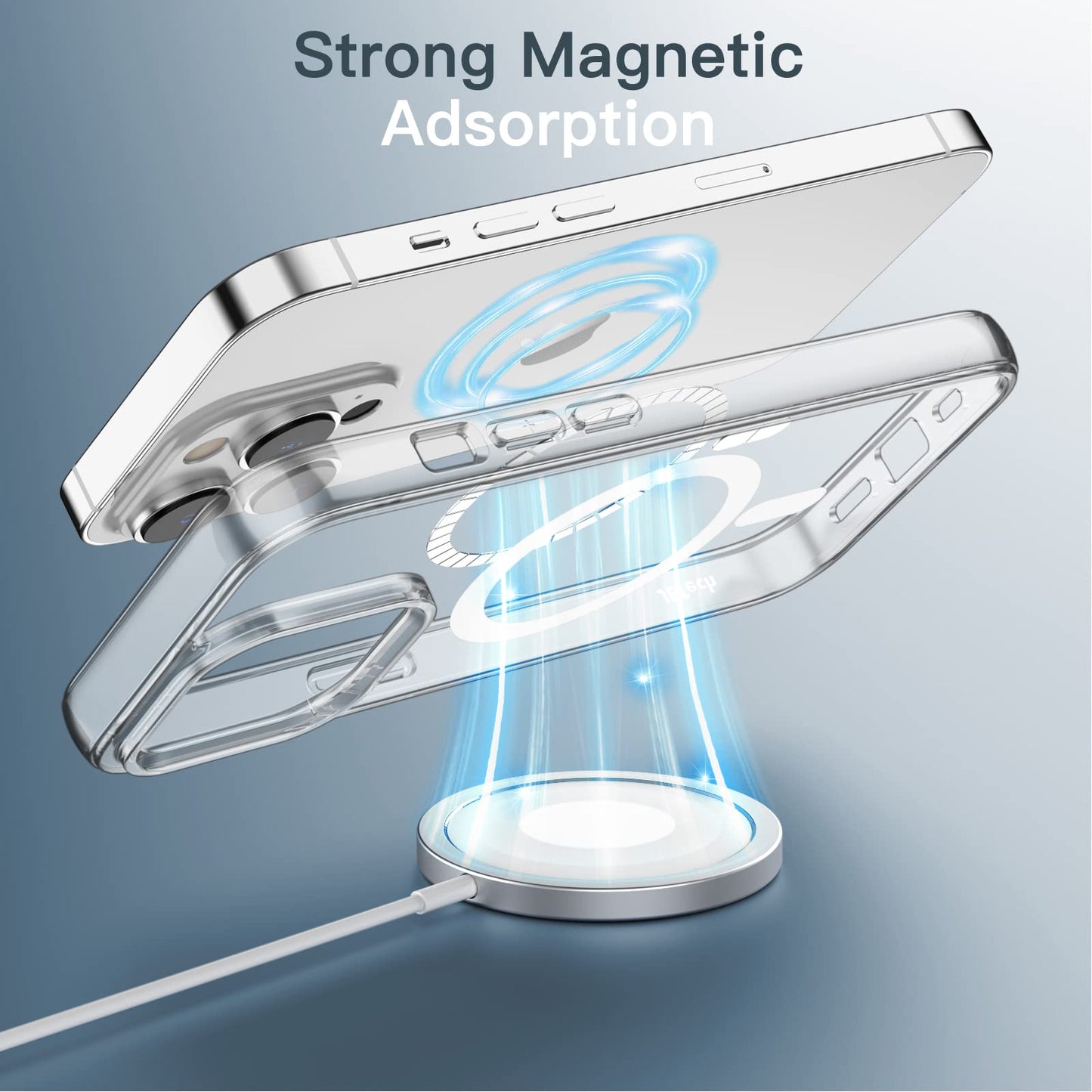 JETech Funda Magnética para iPhone 13 Pro MAX 6,7 Pulgadas Compatible con MagSafe Carga Inalámbrica, Carcasa Antigolpes, Parte Trasera Transparente Anti-Arañazos (Transparente)
