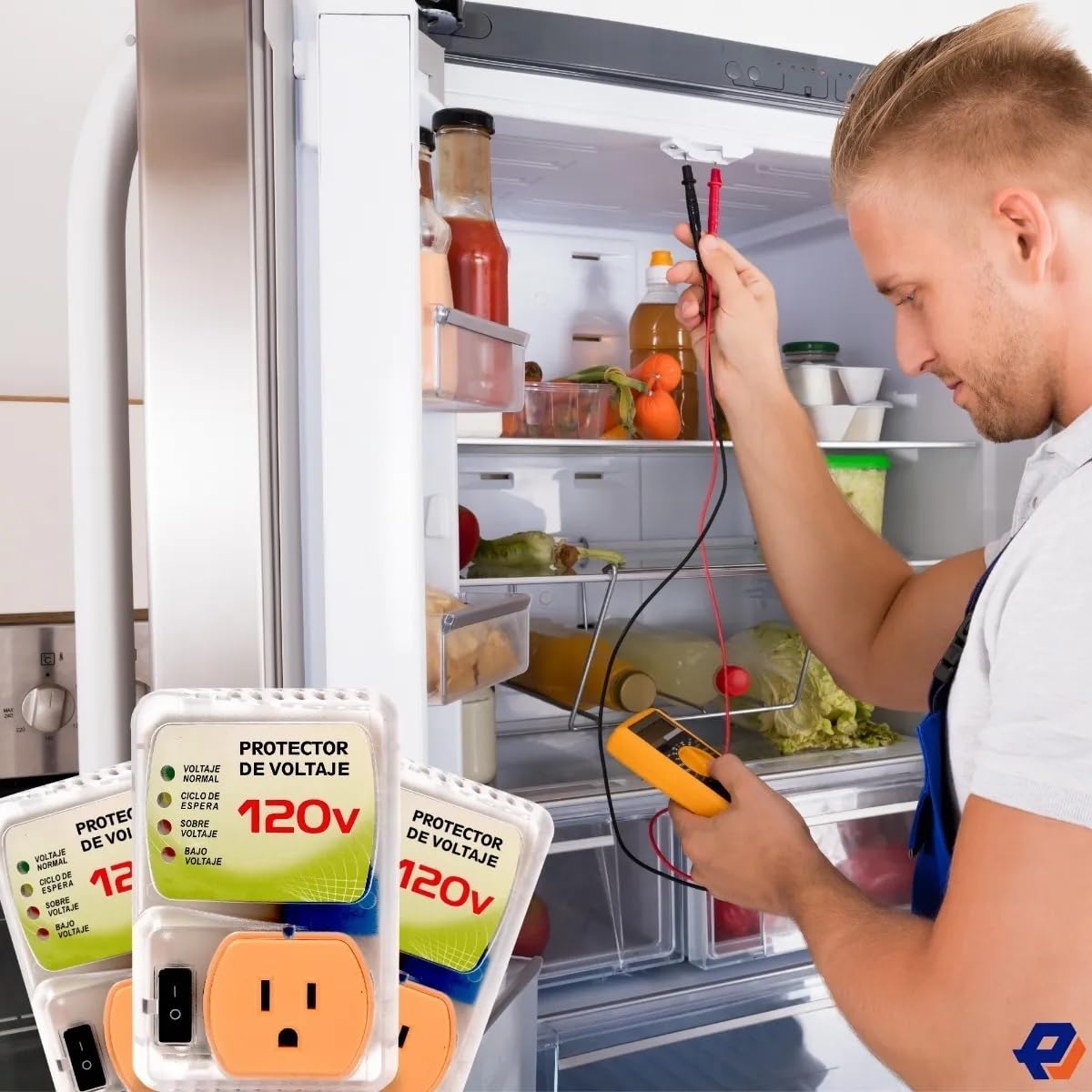 Protector De Voltaje EMYM Armoni 2000VA Alta Potencia 120V con Indicador LED para Electrodomésticos y Equipos Electrónicos