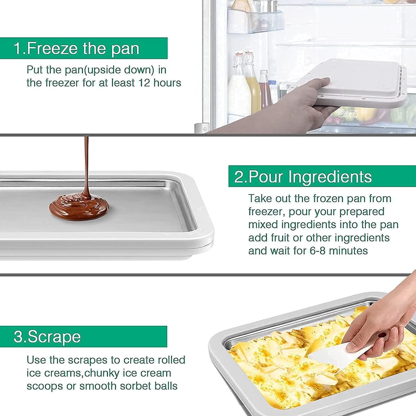Máquina para hacer helados para niños Duomid enrollada para hacer helados, con 2palas, máquina de yogur congelado, sartén/rollo de helado instantáneo, máquina de sorbete, fabricante de helados, tazón
