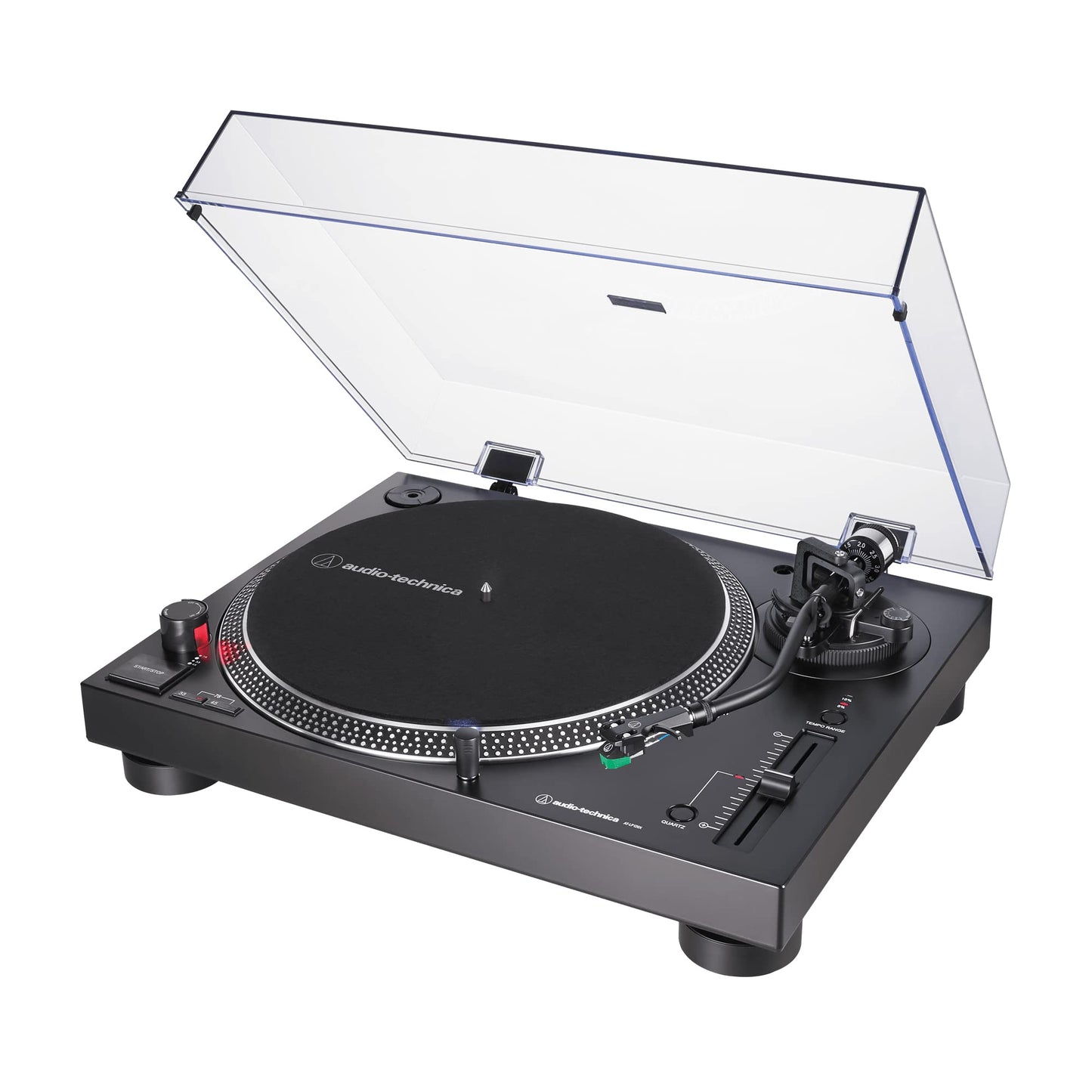 Audio-Technica - Tocadiscos AT-LP120XUSB-BK con accionamiento directo (analógico y USB), totalmente manual, alta fidelidad, 3 velocidades, convierte vinilo a digital, antipatinaje y control de tono variable, negro