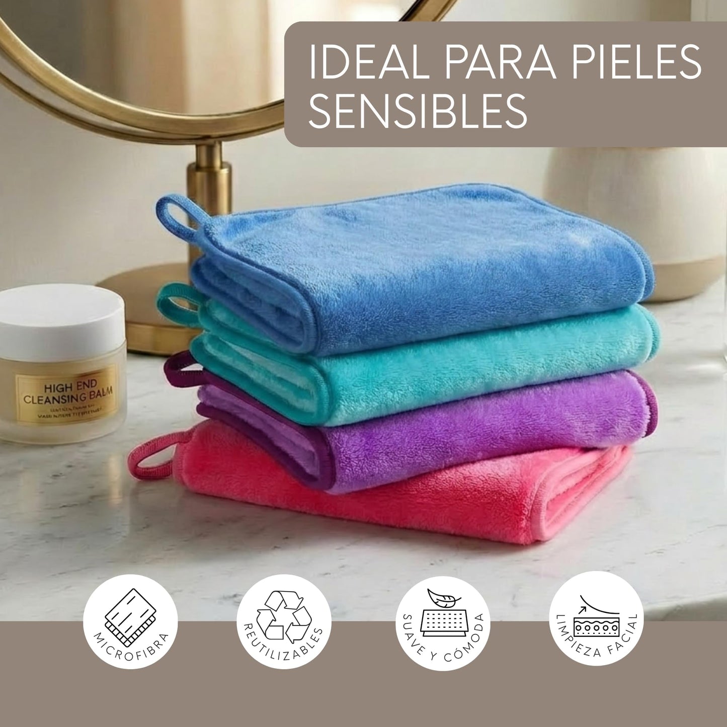 Triko 8 Piezas Pads Desmaquillantes Reutilizables de Microfibra, Toallas Desmaquillantes Suaves para Limpieza Facial, Remueven Maquillaje con Agua, Uso Diario y Viaje