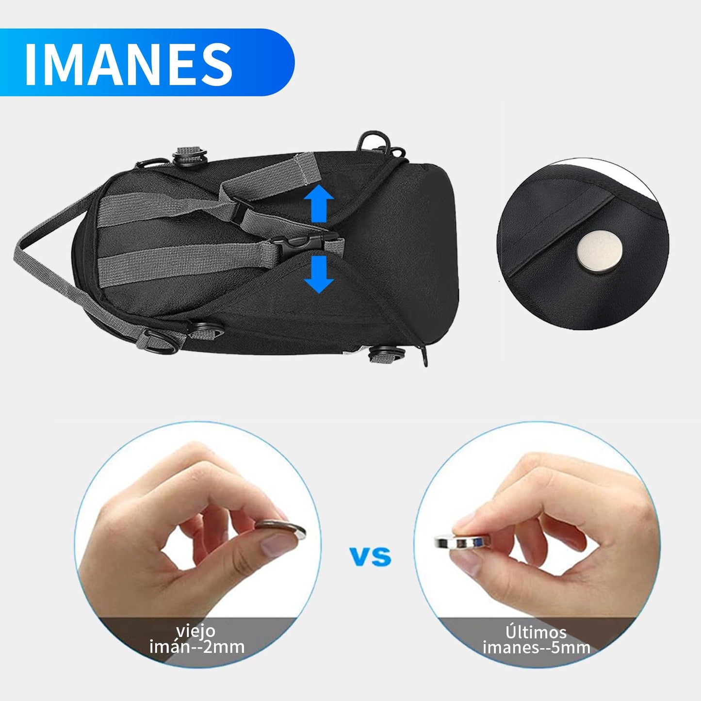 BOBOJIIIER Bolsa Universal para Herramientas en el Tanque de Motocicleta, Bolso Correas O Imán Para Tanque De Motocicleta, Color Negro