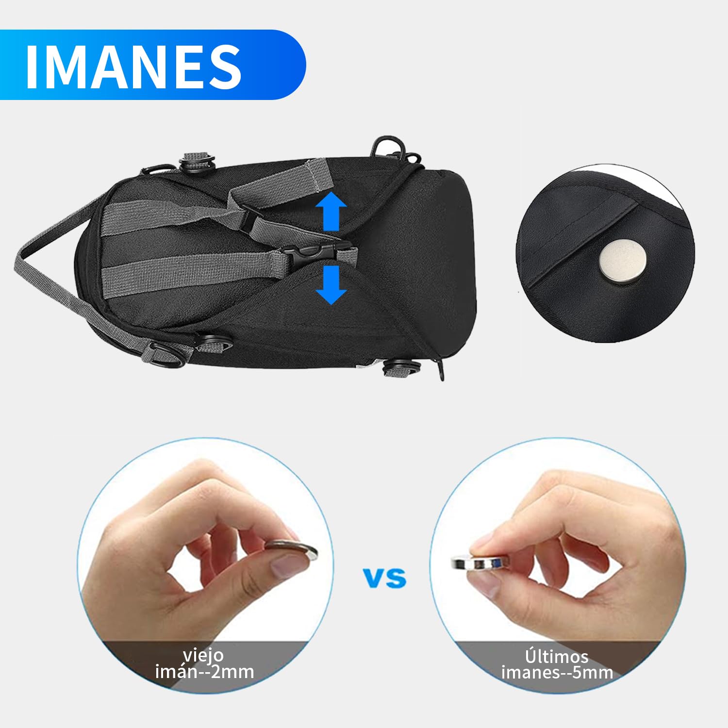BOBOJIIIER Bolsa Universal para Herramientas en el Tanque de Motocicleta, Bolso Correas O Imán Para Tanque De Motocicleta, Color Negro