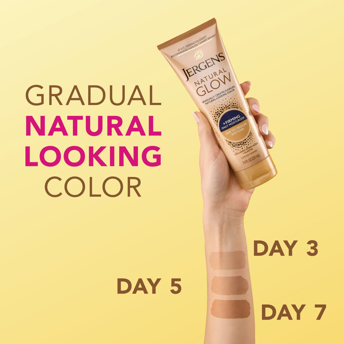 Jergens Loción Corporal Natural Glow Fair to Medium, 221 ml