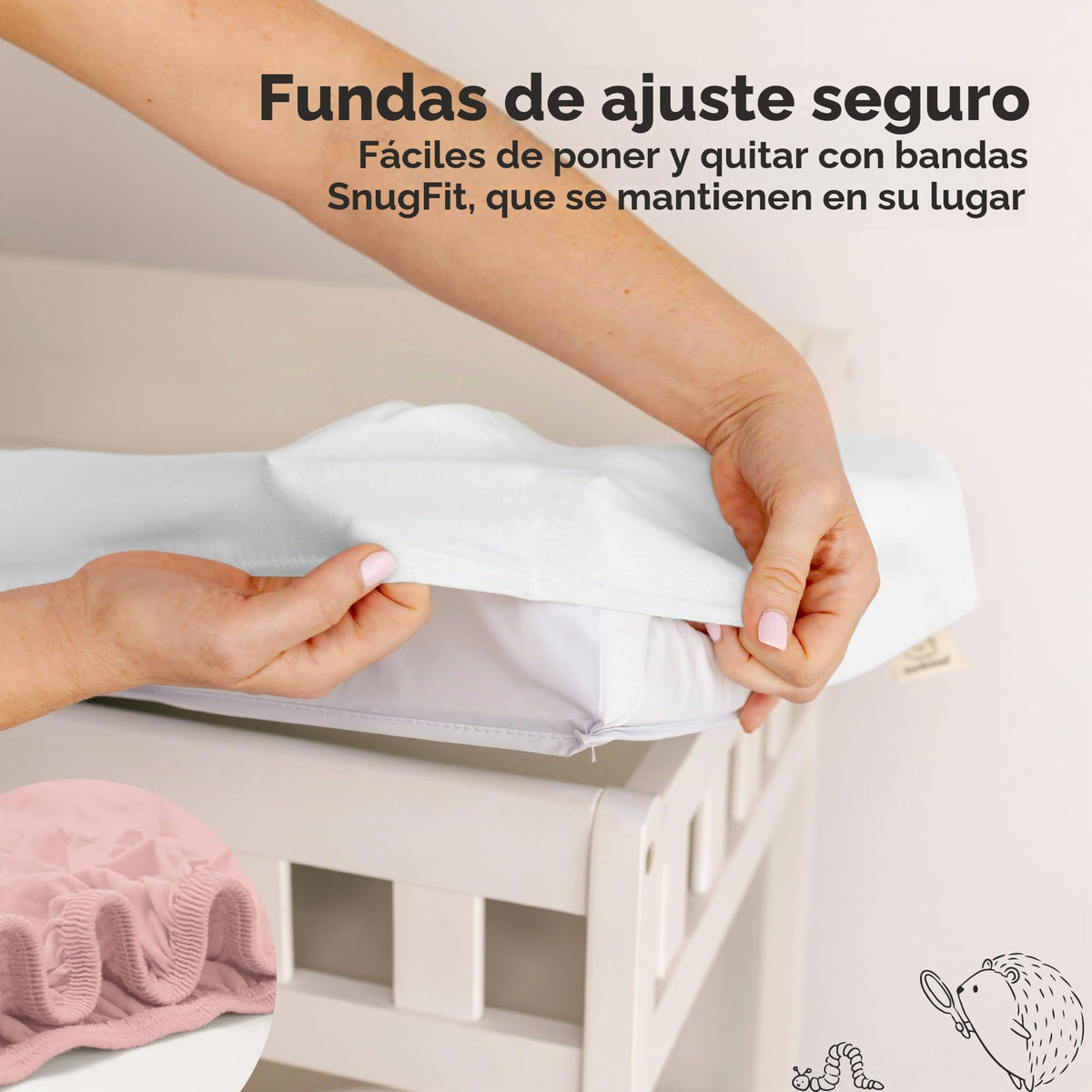 Paquete de 2 fundas orgánicas para cambiador para niña, niño, neutro, 100% algodón, funda suave para cambiador de pañales, sábanas para cambiador de pañales, forro de cambiador de contorno, funda para