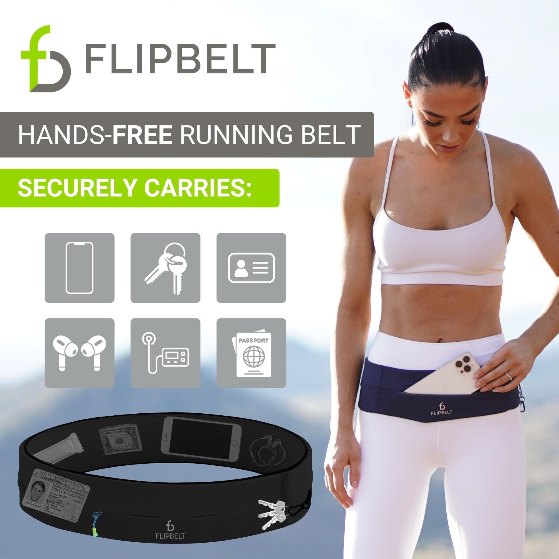 Cinturón de Entrenamiento FlipBelt Negro Mediano para Correr y Fitness