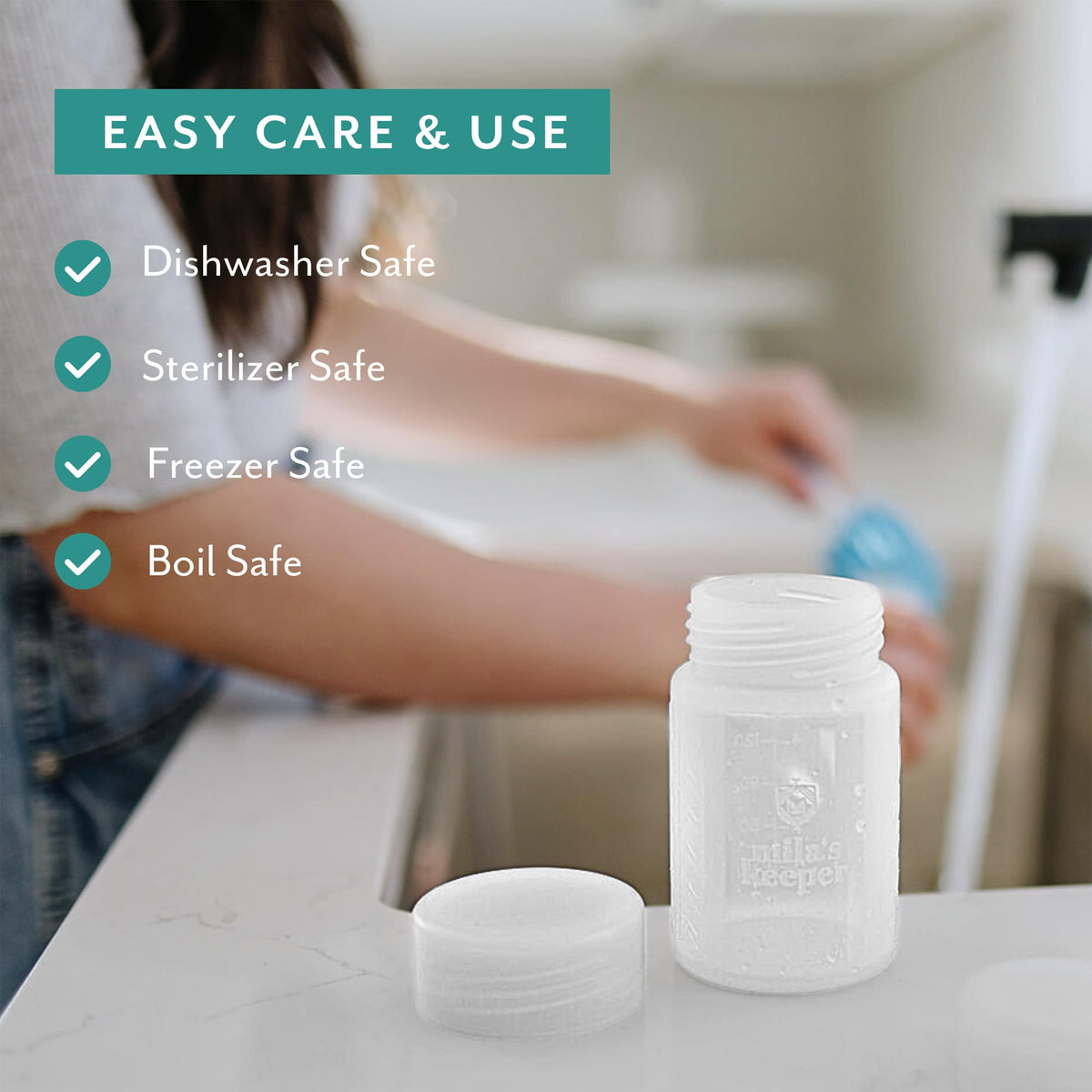 Mila's Keeper - Botellas de almacenamiento de leche materna de silicona premium, para bombeo, almacenamiento y alimentación, se adapta a bombas y pezones líderes, recipientes de almacenamiento de