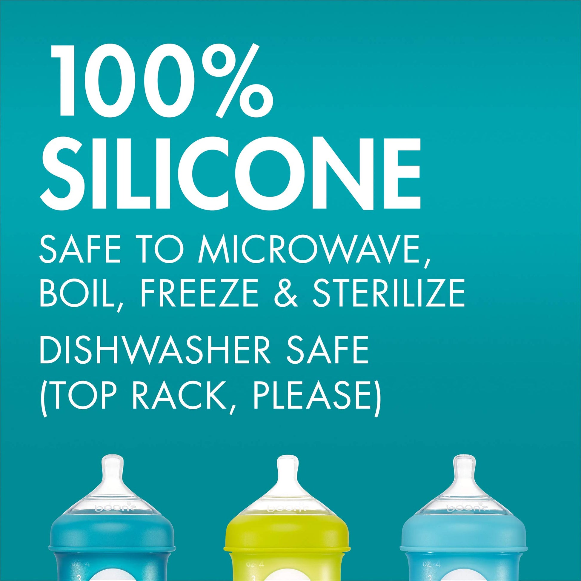 Boon Nursh - Pezones de biberón de silicona para biberones de bebé Boon Nursh - Suministros de alimentación de biberones de bebé - Pezones de biberón de flujo rápido - 3 unidades