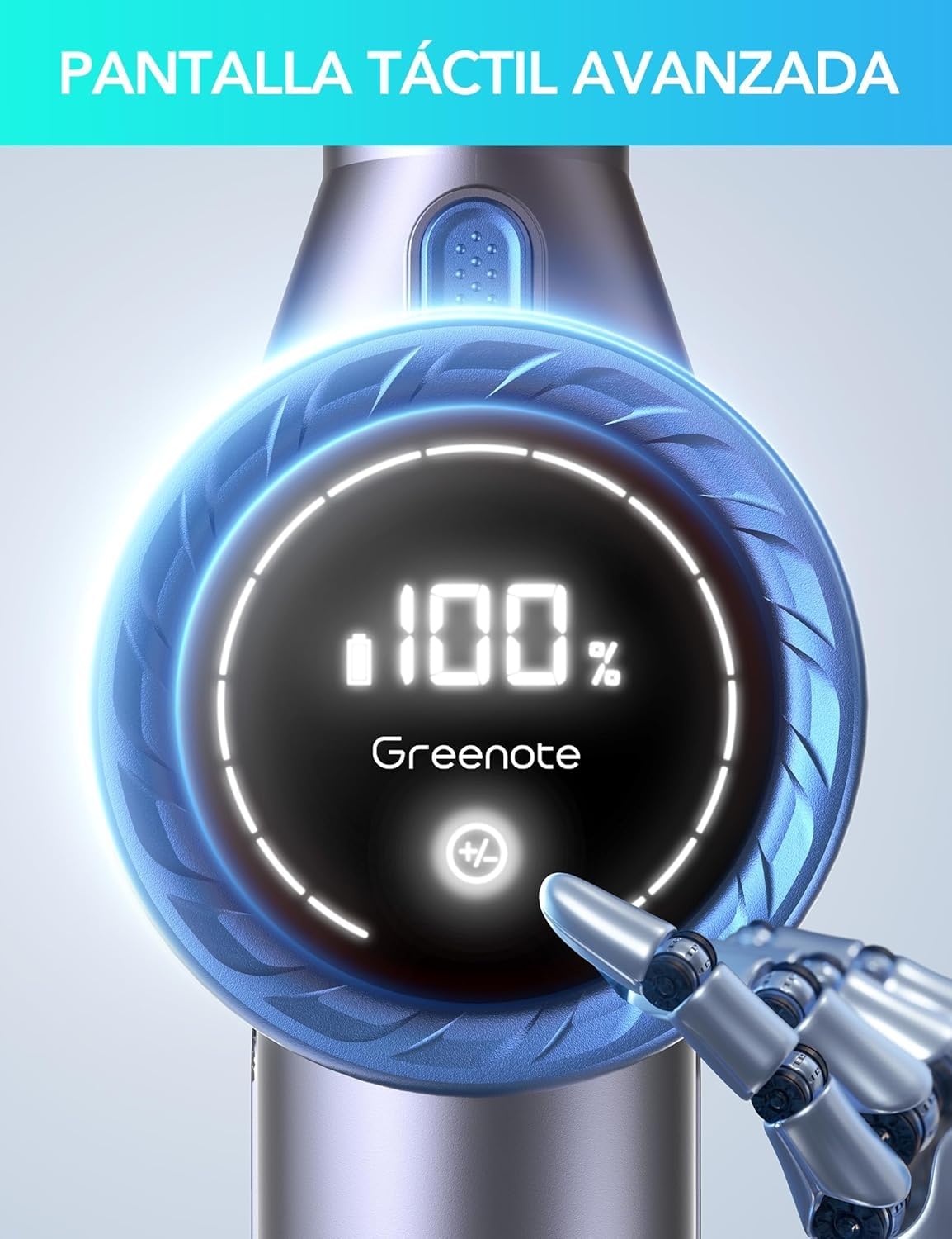 Greenote Aspiradora Inalámbrica Potente, 480W/33 KPA, Accesorio 10 en 1, Pantalla Táctil, Sin Enredos, 55 Minutos de Autonomía, Apto para Suelos Duros, Alfombras y Pelos de Mascotas