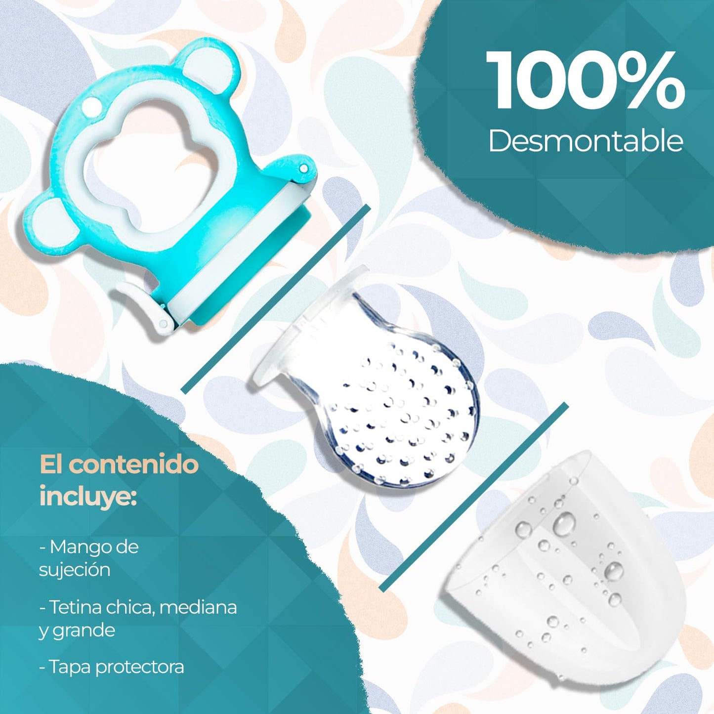 Chupón alimentador para frutas y papillas con seguro y tapa, 4 meses, dibujos animados (monkey azul)