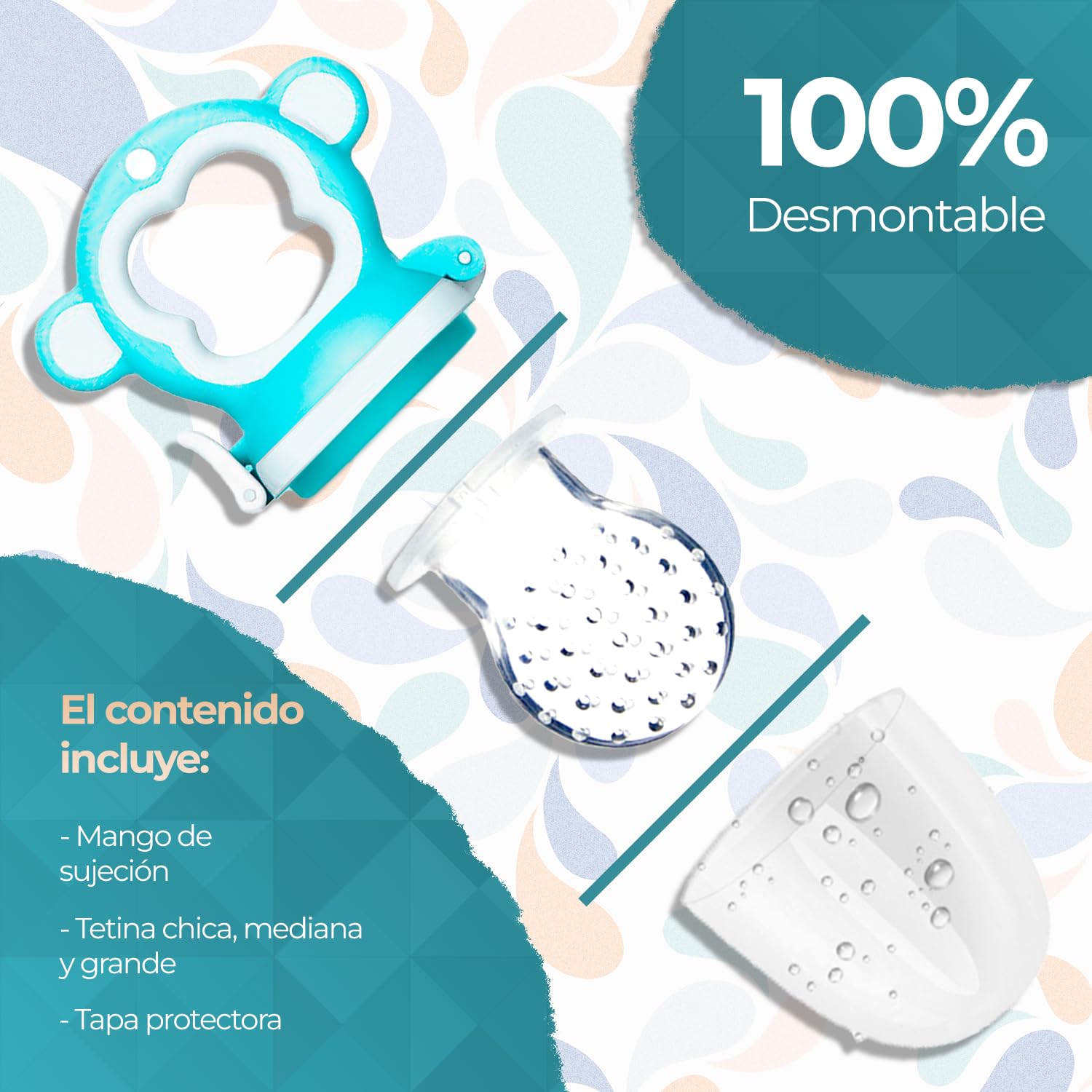 Chupón alimentador para frutas y papillas con seguro y tapa, 4 meses, dibujos animados (monkey azul)